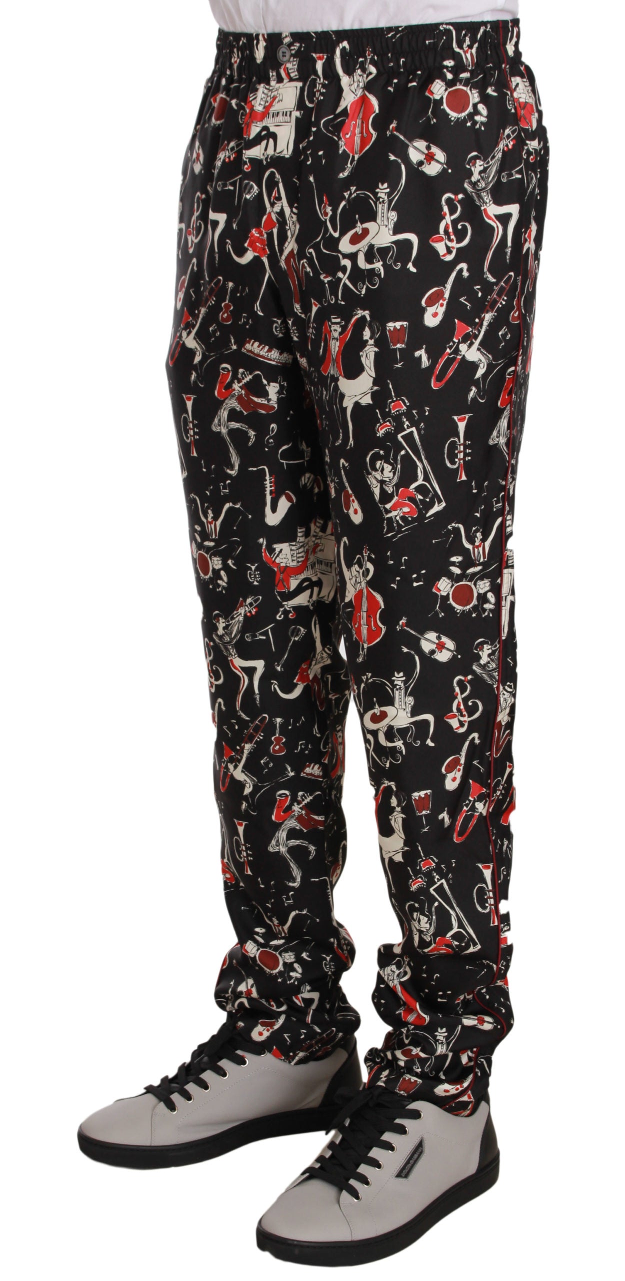 Dolce & Gabbana Red Musical Instrument Print Sleepwear Pants | Regal Royce