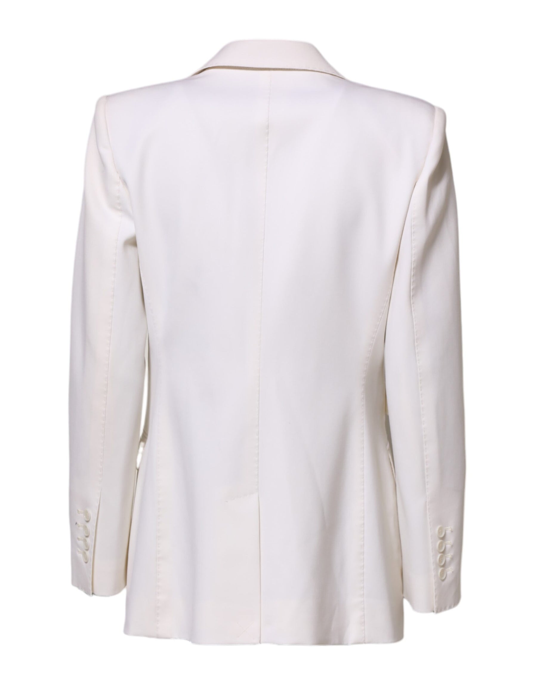 Dolce & Gabbana White Wool Single Breasted Women Coat Jacket | Regal Royce
