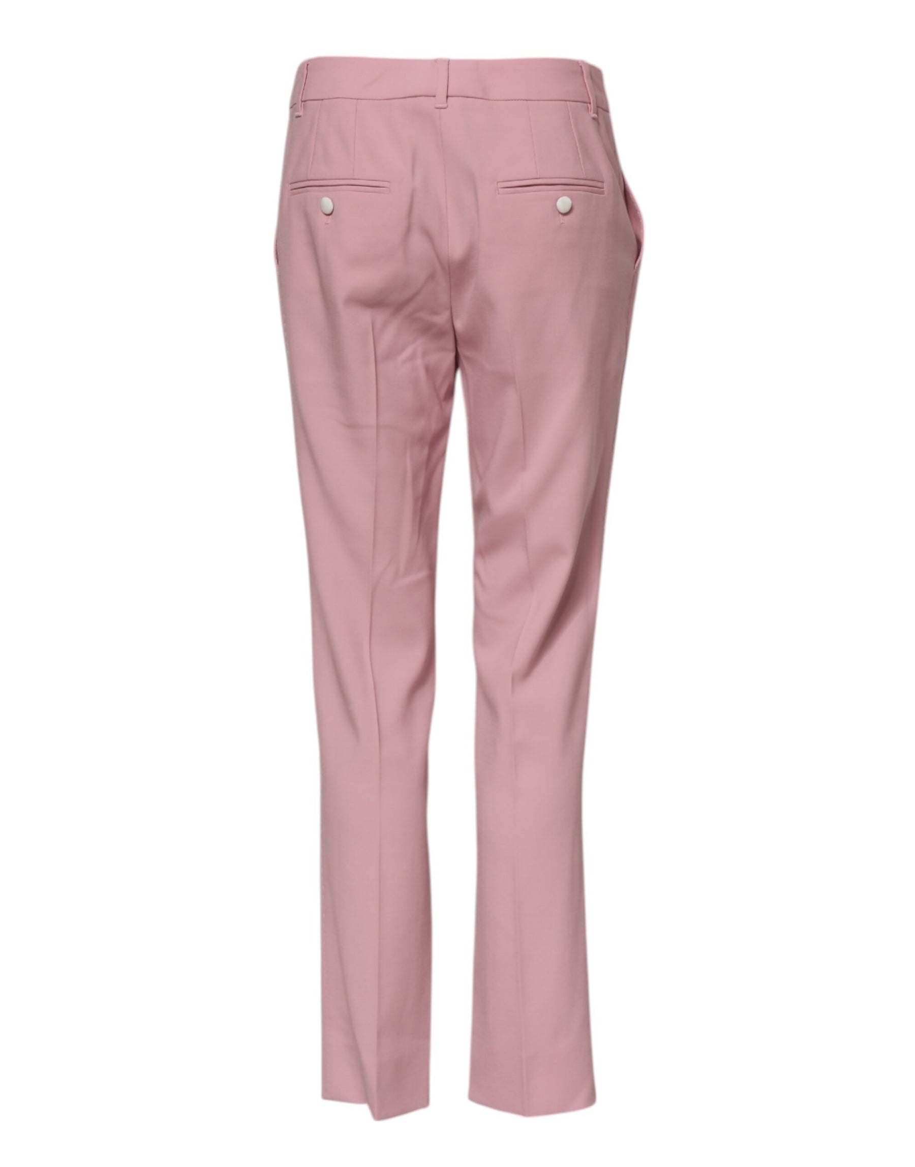 Dolce & Gabbana Pink Wool Mid Waist Tapered Pants | Regal Royce
