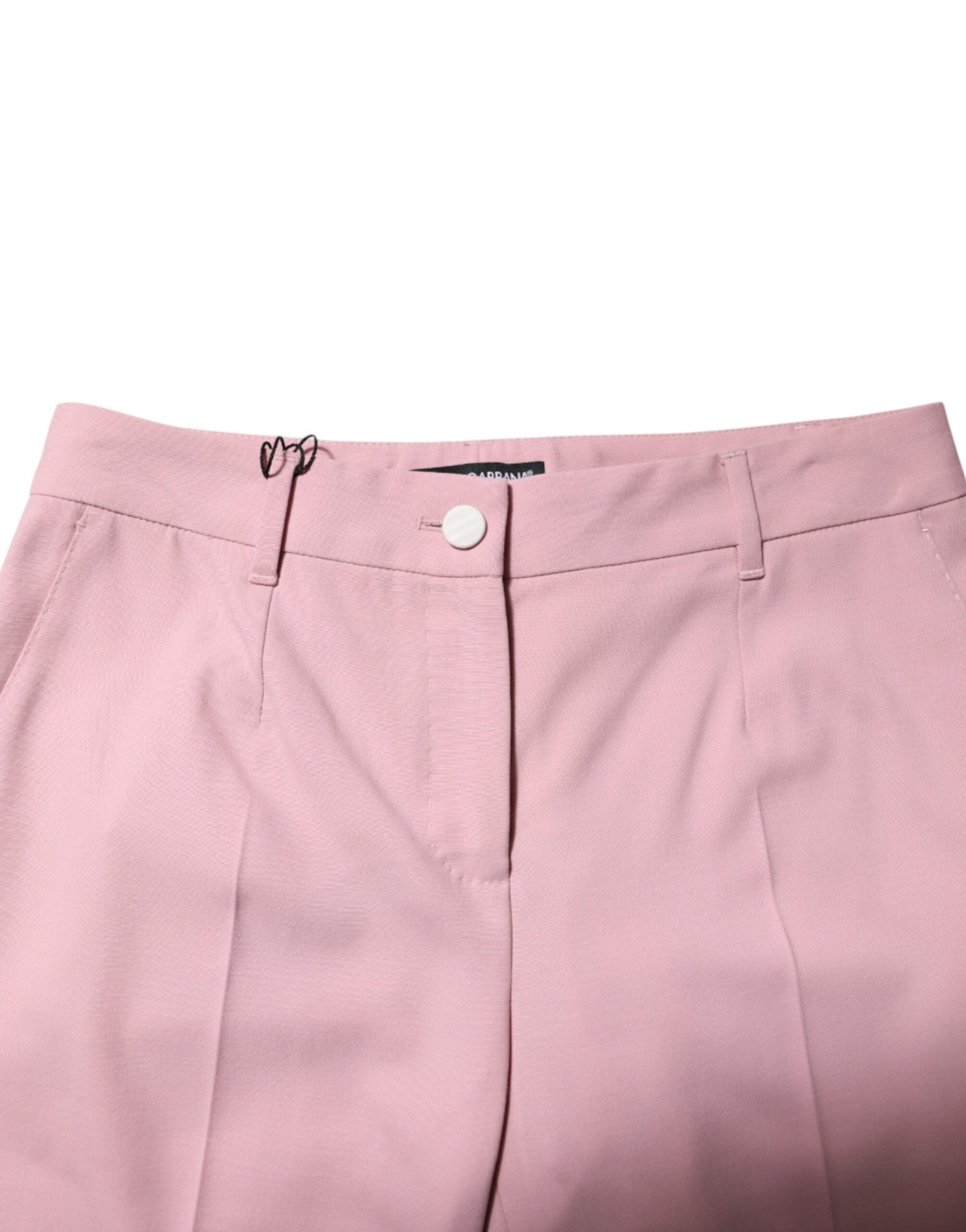 Dolce & Gabbana Pink Wool Mid Waist Tapered Pants | Regal Royce