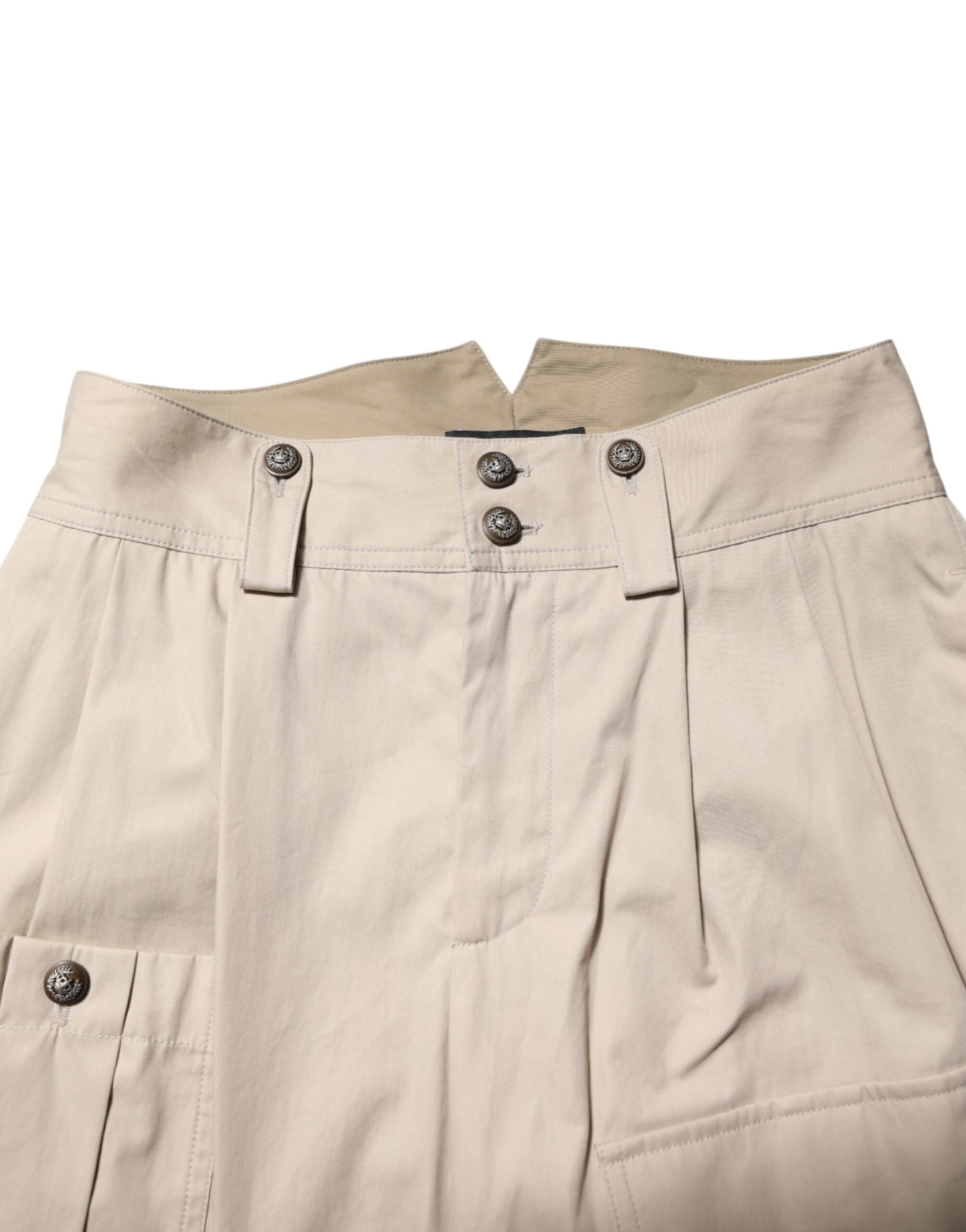 Dolce & Gabbana Beige Cotton High Waisted Pants | Regal Royce