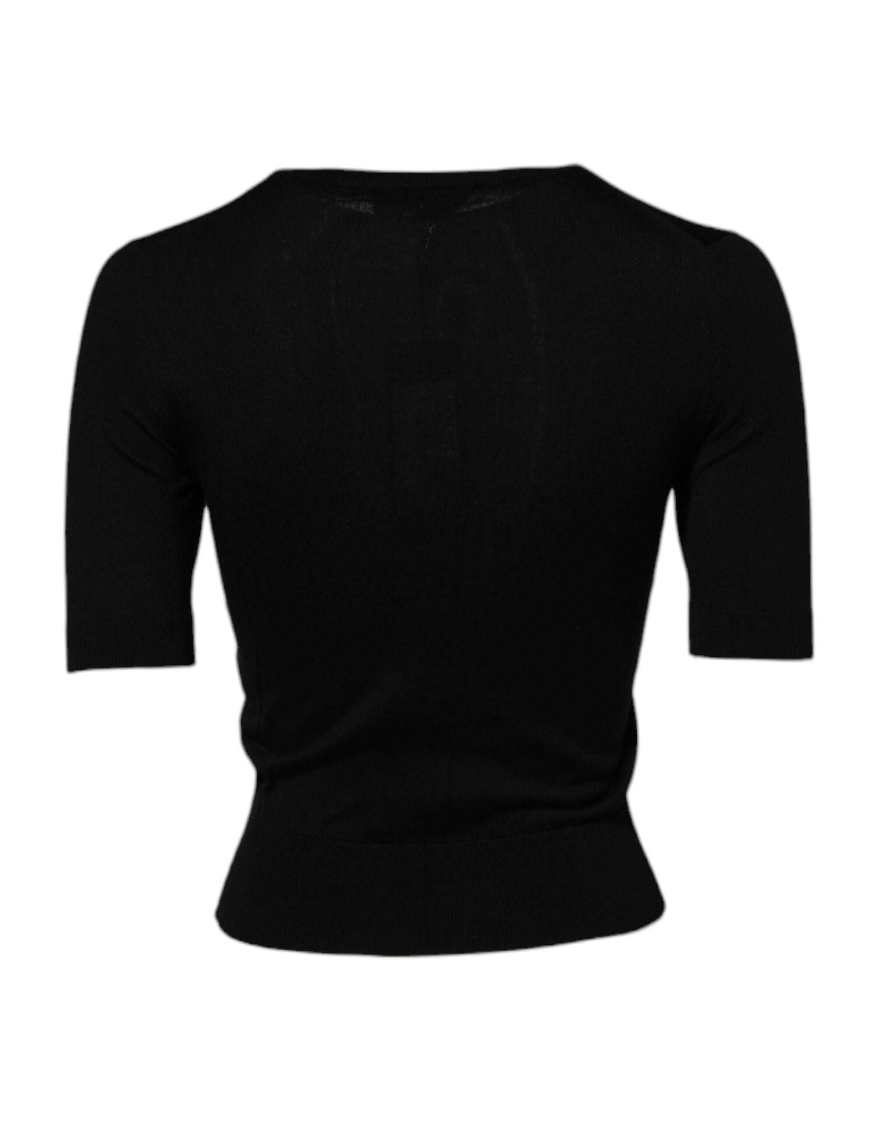 Dolce & Gabbana Black Rose Sequin Embellishments Blouse Top | Regal Royce