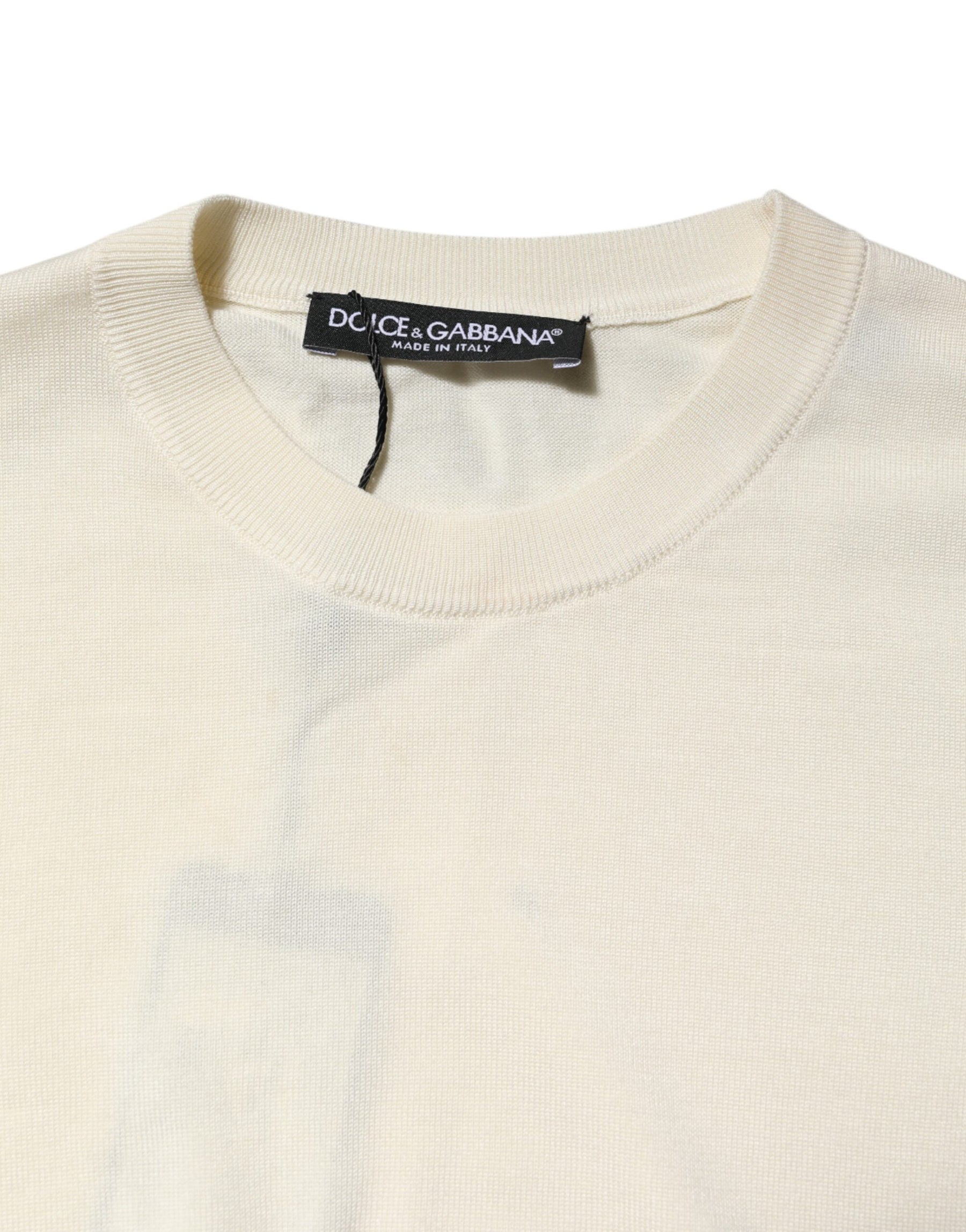 Dolce & Gabbana White Silk Short Sleeves Blouse Pullover Top | Regal Royce
