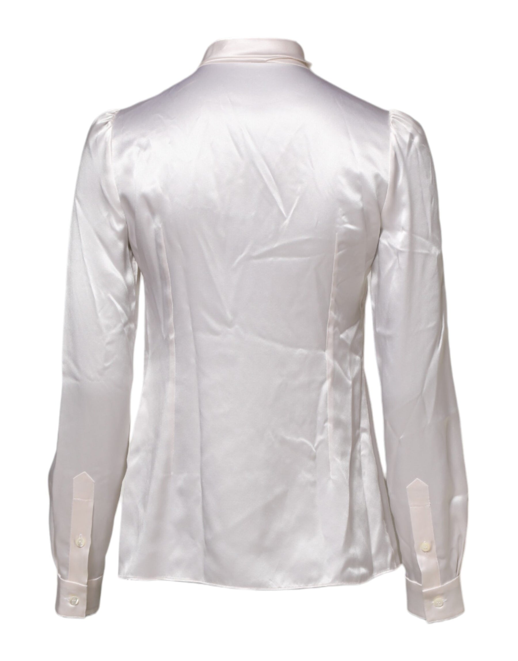 Dolce & Gabbana White Ascot Collar Long Sleeve Blouse Top | Regal Royce