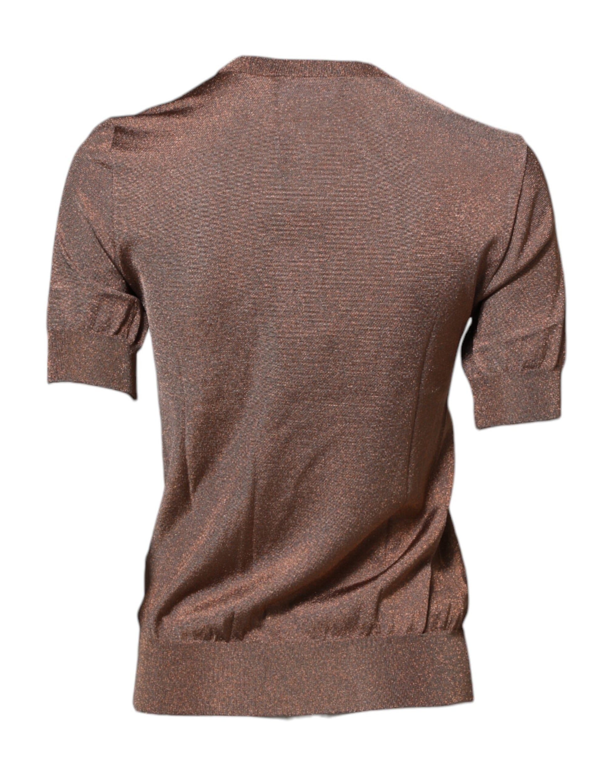 Dolce & Gabbana Brown Lily Embellished Round Neck Blouse Top