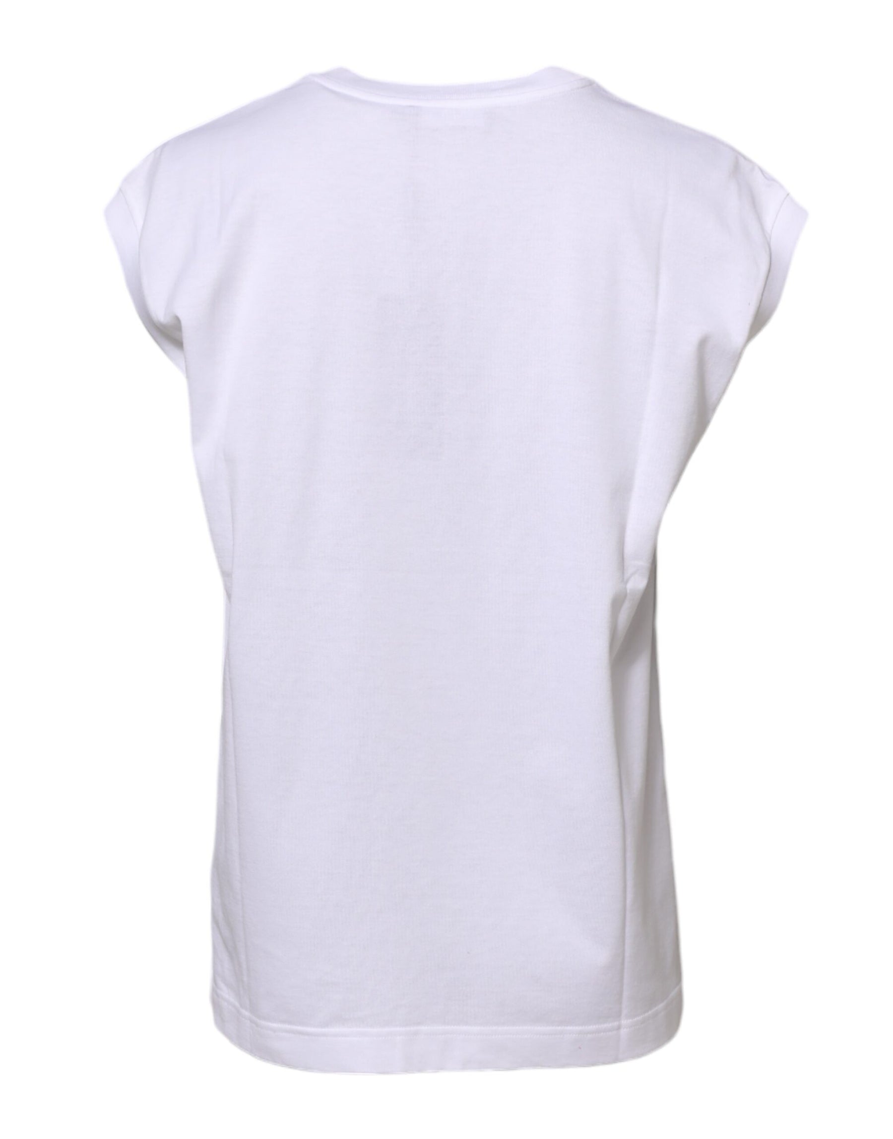 Dolce & Gabbana White Cotton Sleeveless Women Tank T-shirt | Regal Royce
