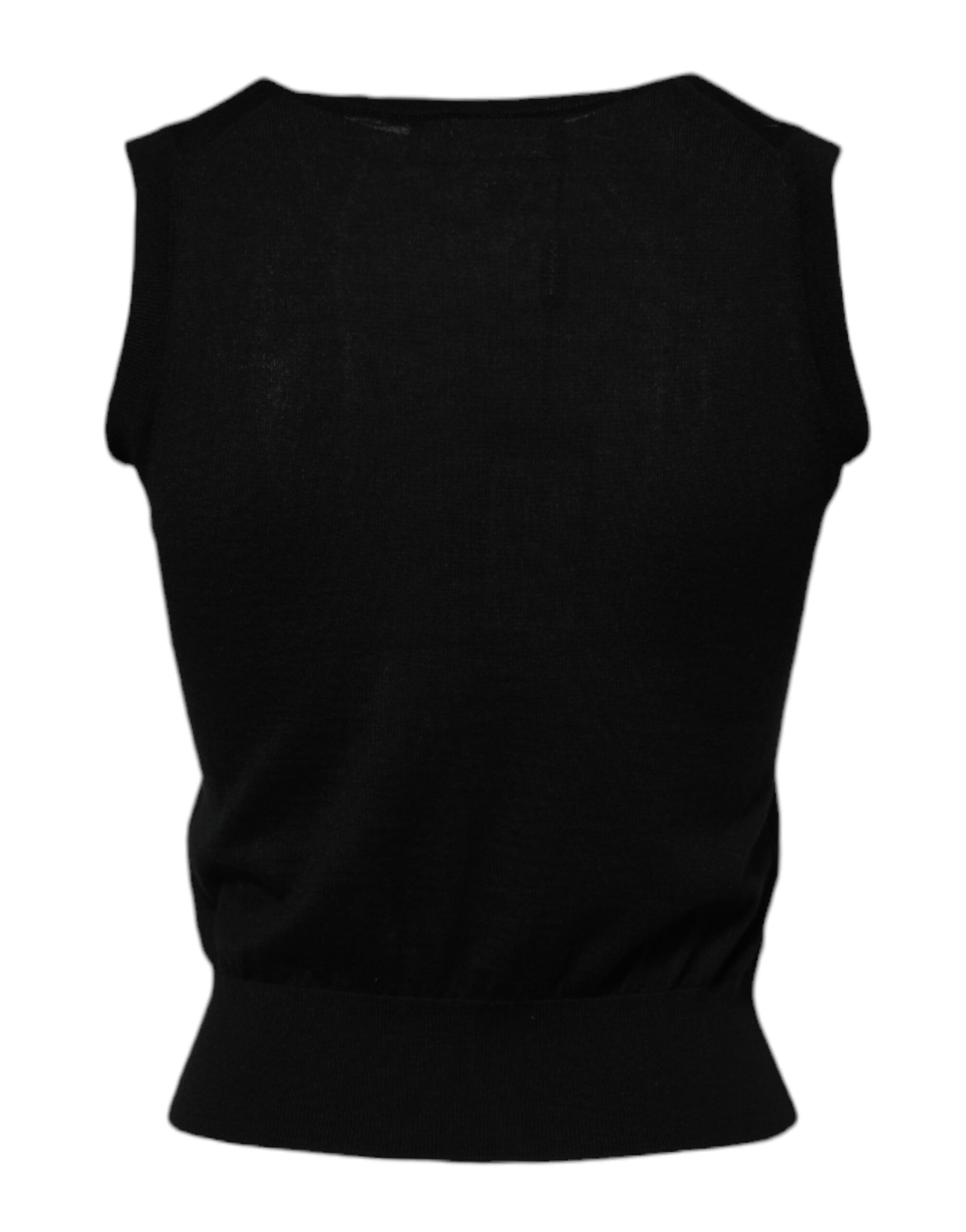 Dolce & Gabbana Black Cashmere Sleeveless Women Tank T-shirt | Regal Royce