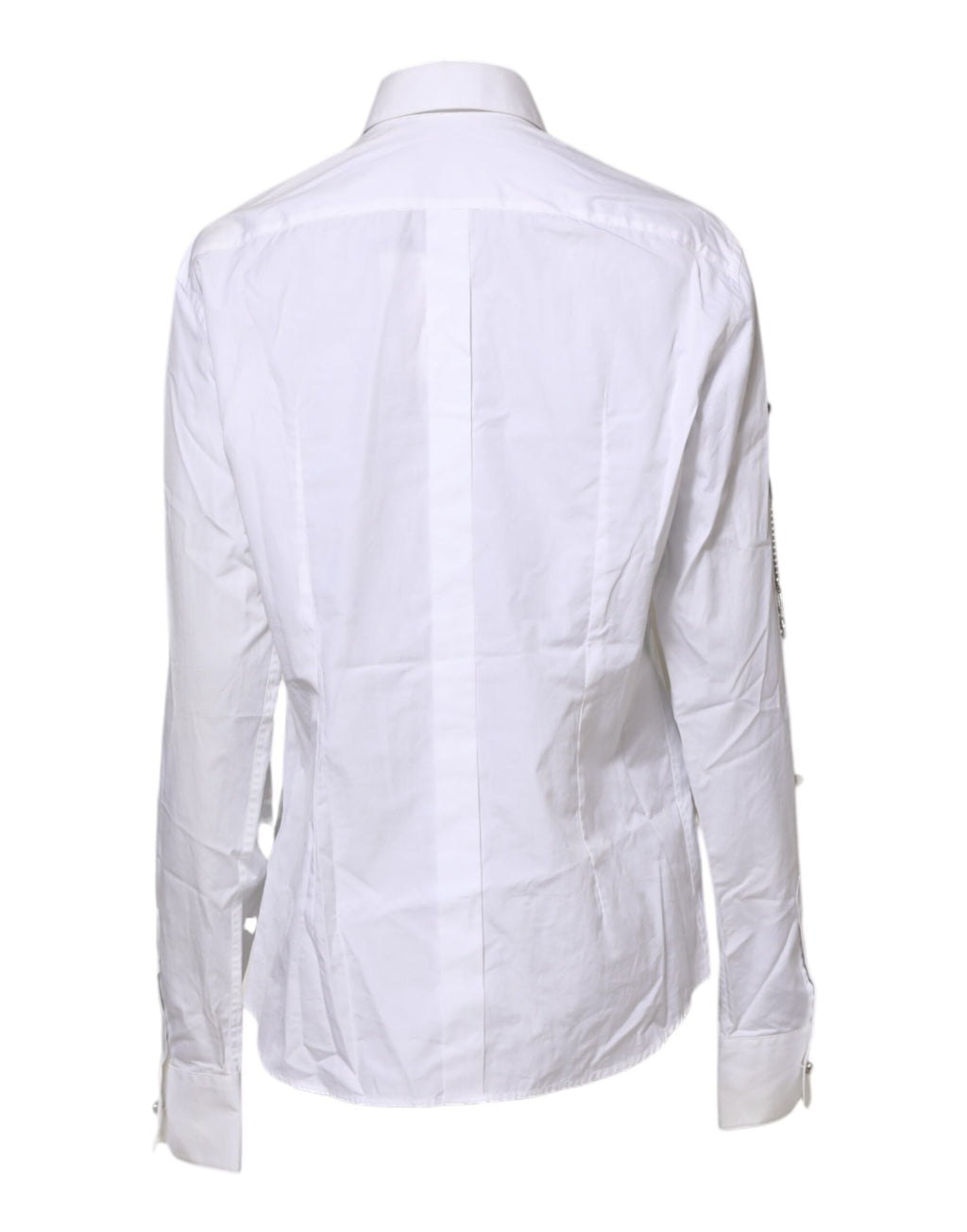 Dolce & Gabbana White Crystal Embellished Collared Shirt Top