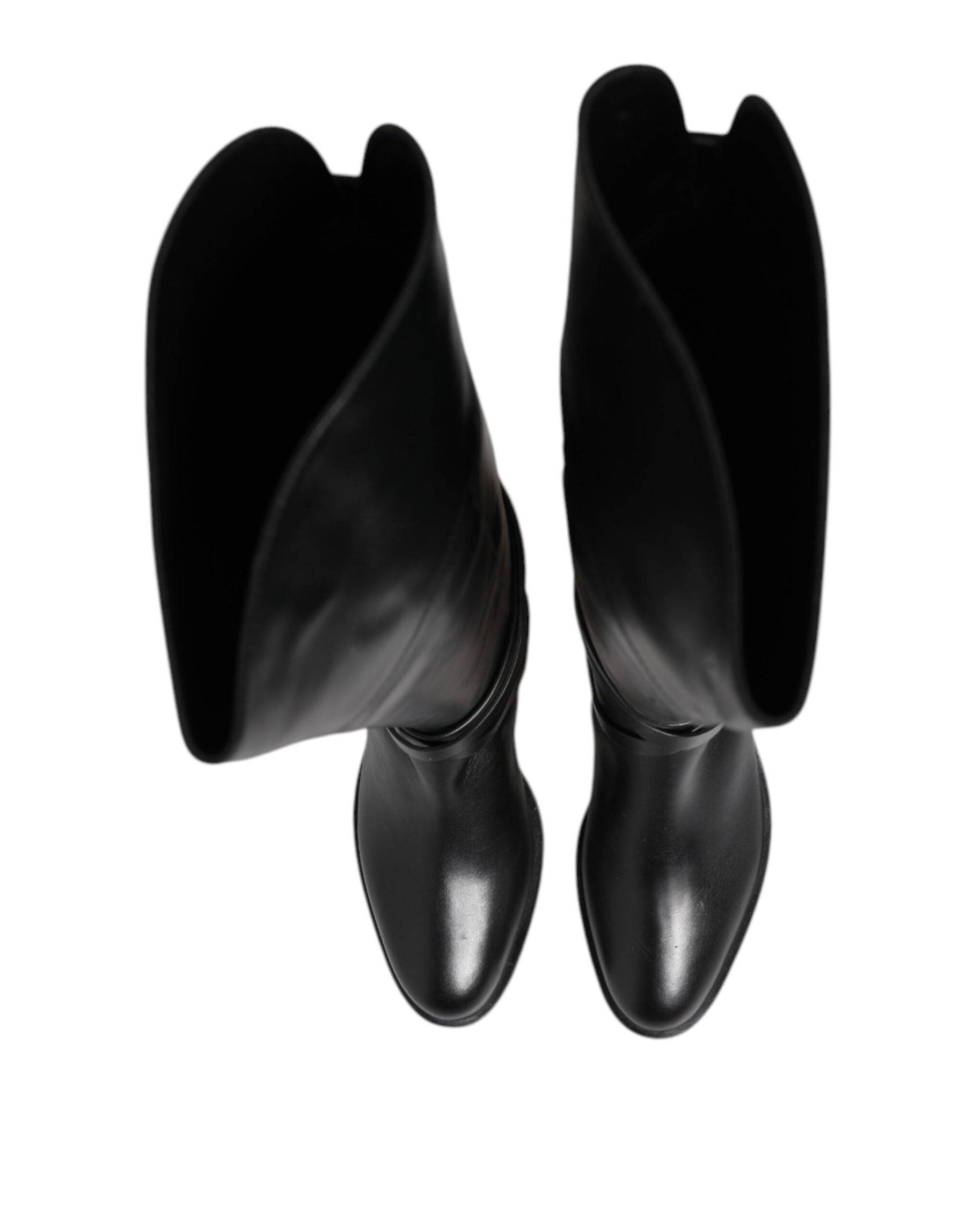 Elisabetta Franchi Black Leather Buckled High Boots Shoes | Regal Royce