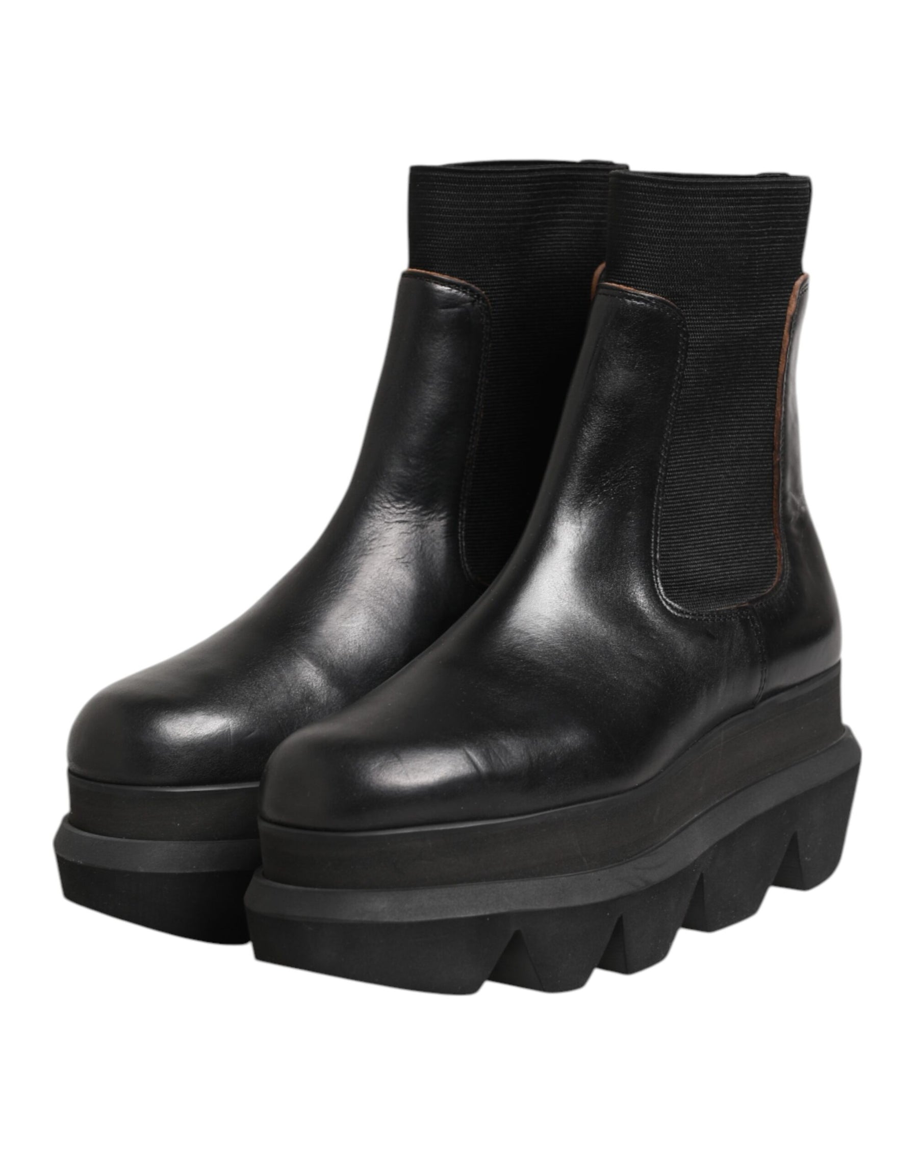 Sacai Black Chelsea Leather Pull On Women Ankle Boots Shoes | Regal Royce