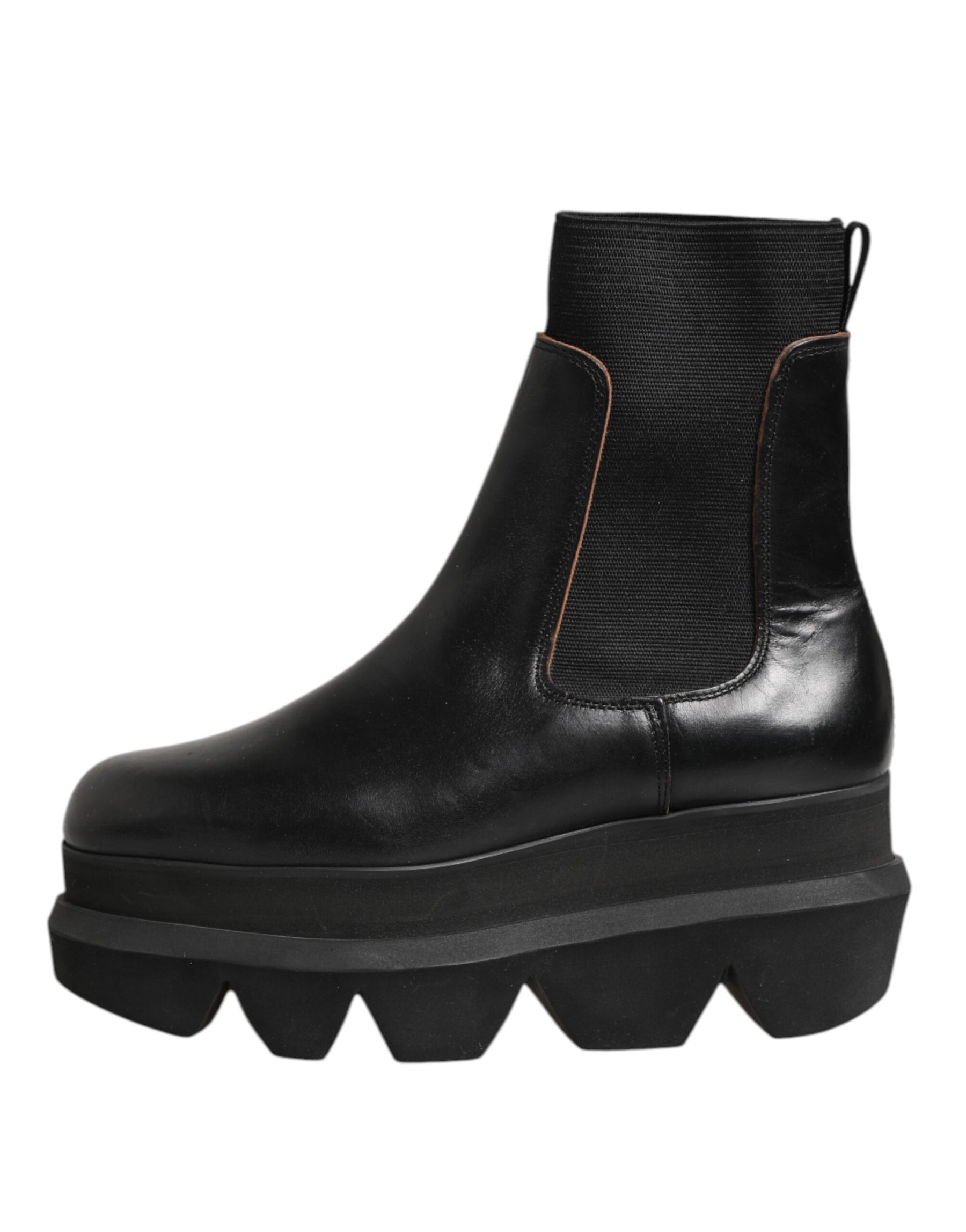 Sacai Black Chelsea Leather Pull On Women Ankle Boots Shoes | Regal Royce