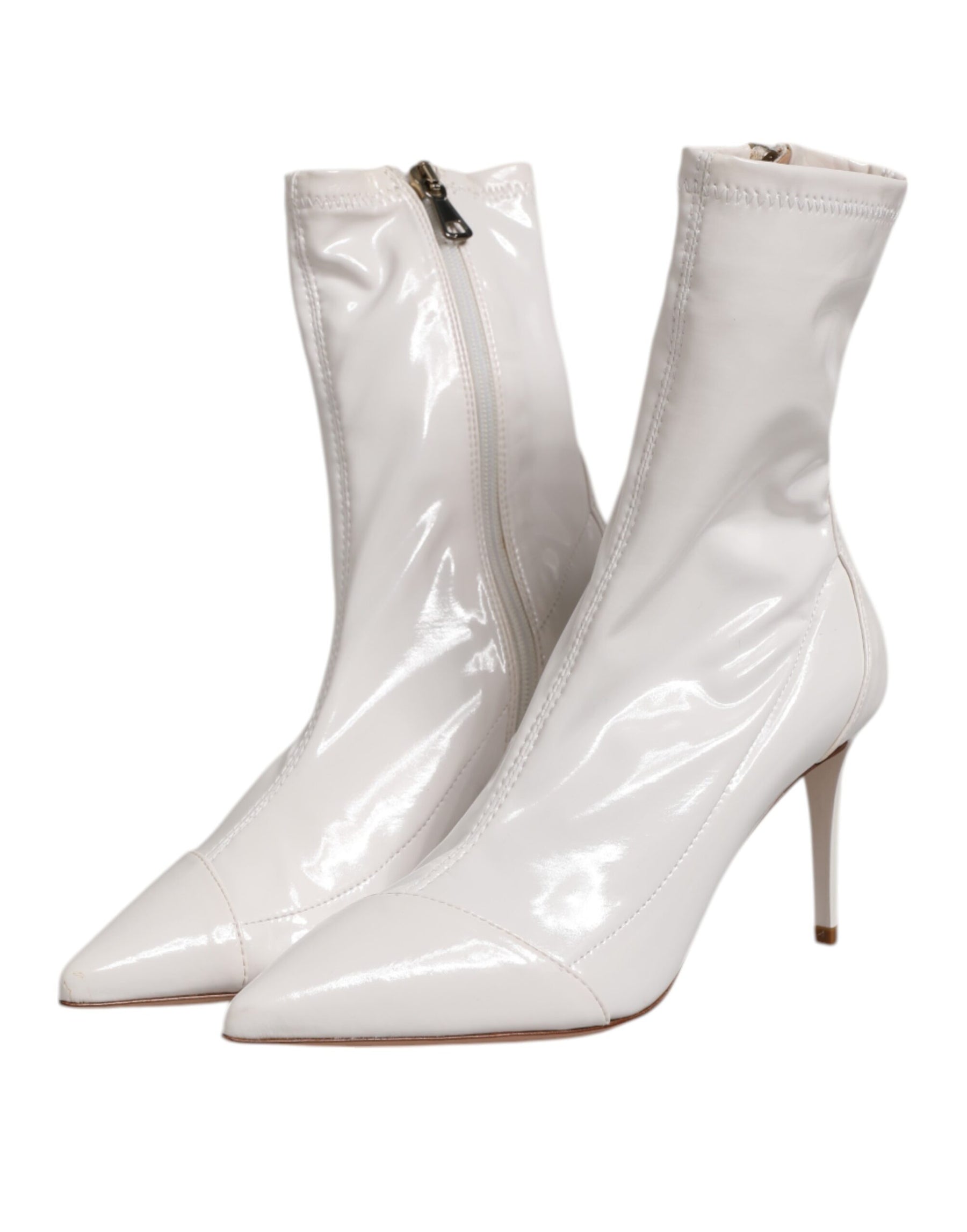 Elisabetta Franchi White Stiletto Heels Mid Calf Boots Shoes | Regal Royce