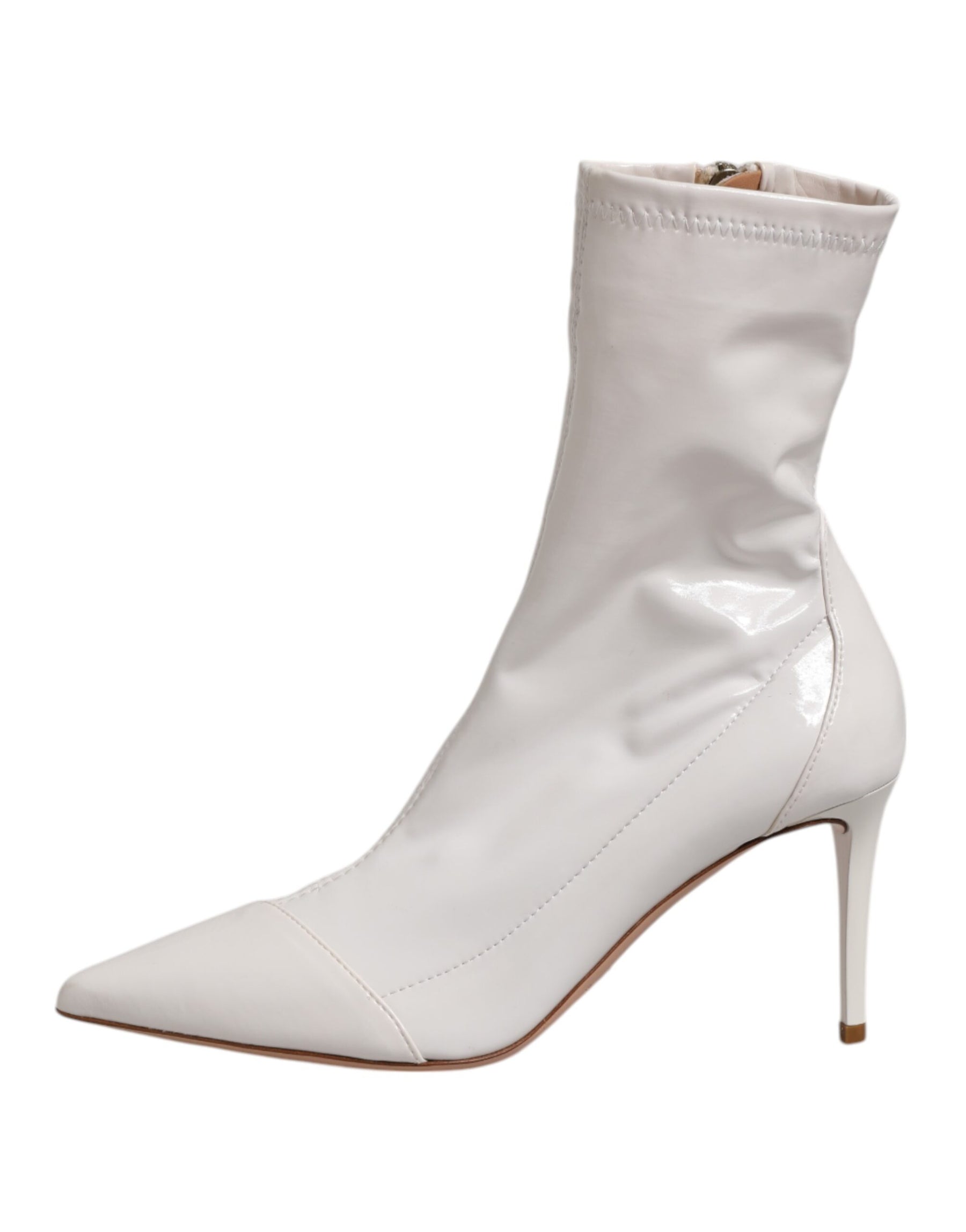 Elisabetta Franchi White Stiletto Heels Mid Calf Boots Shoes | Regal Royce