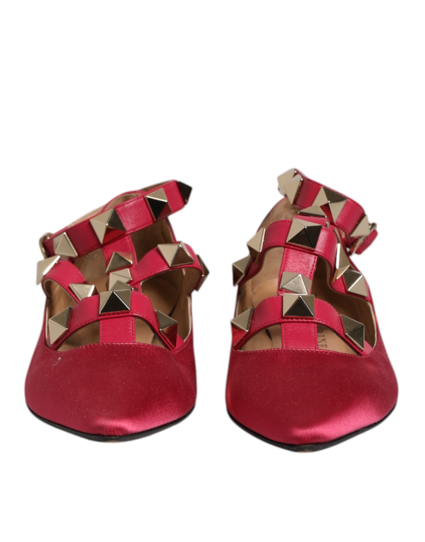 Prosperine Red Gold Studded Pointed Toe Ballet Flats Shoes | Regal Royce