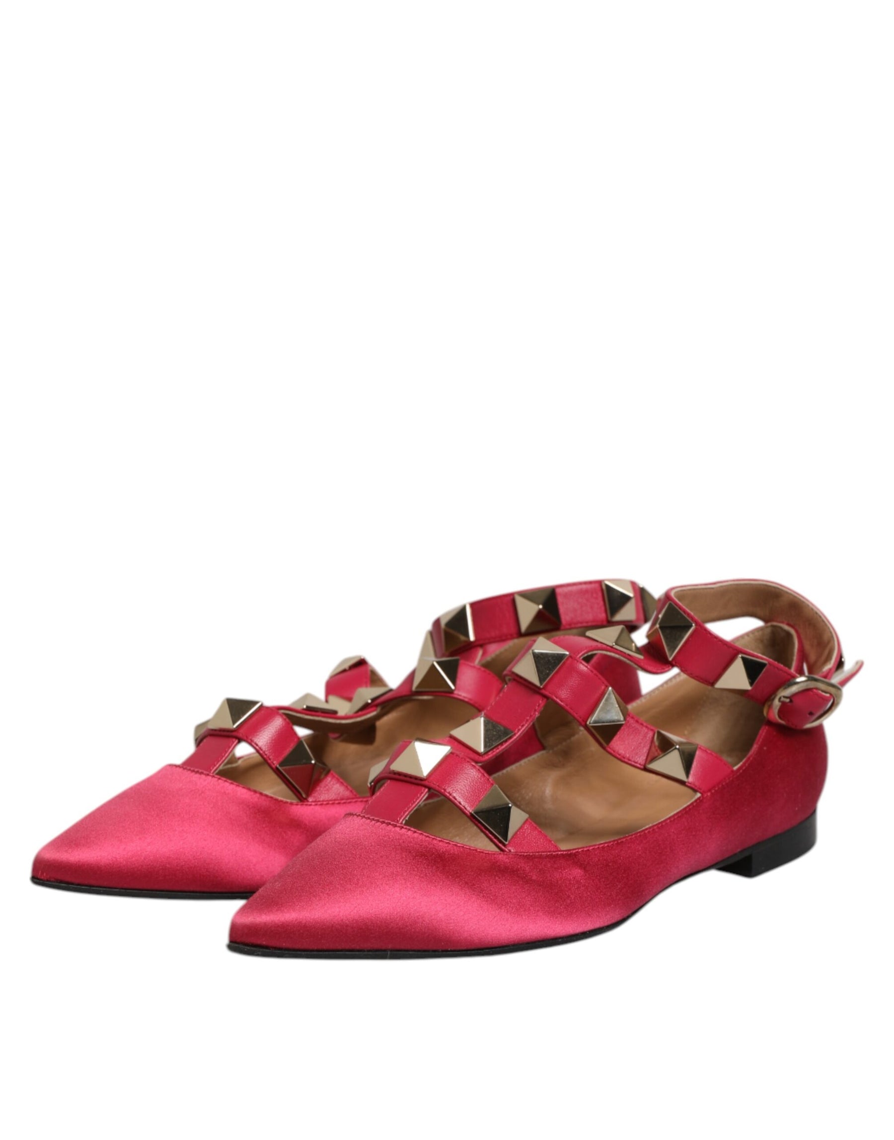 Prosperine Red Gold Studded Pointed Toe Ballet Flats Shoes | Regal Royce