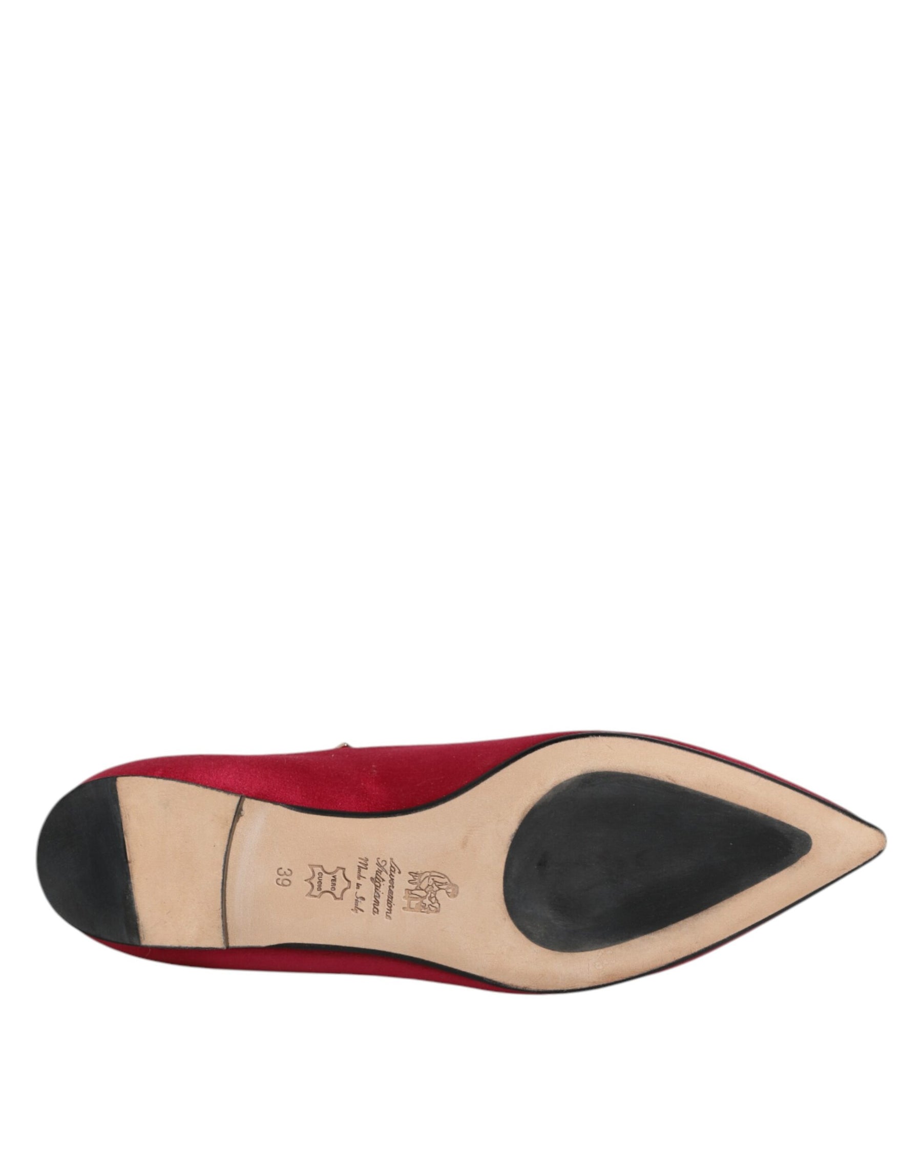 Prosperine Red Gold Studded Pointed Toe Ballet Flats Shoes | Regal Royce
