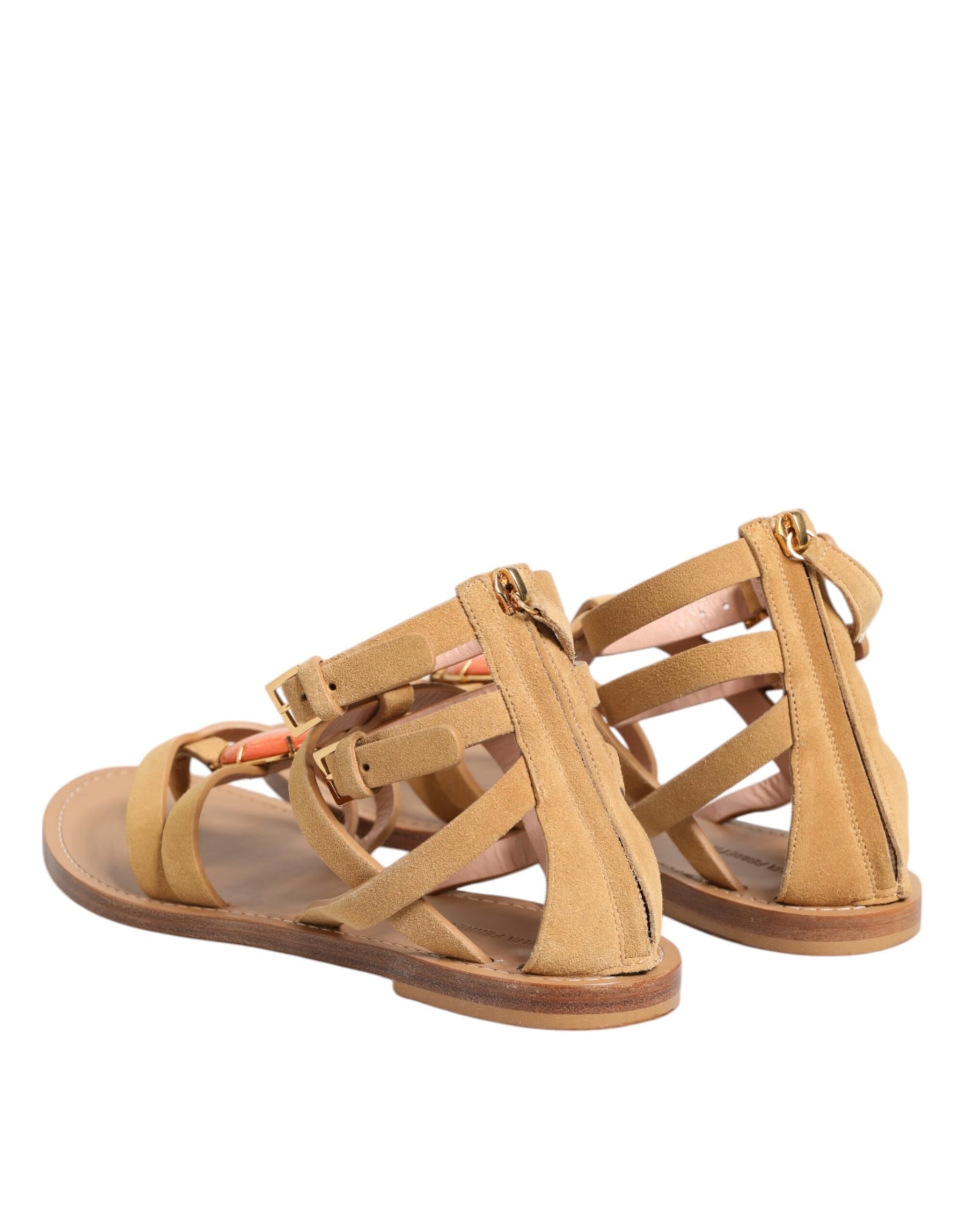 Alberta Ferretti Brown Flip Flops Zipper Ankle Strap Shoes | Regal Royce