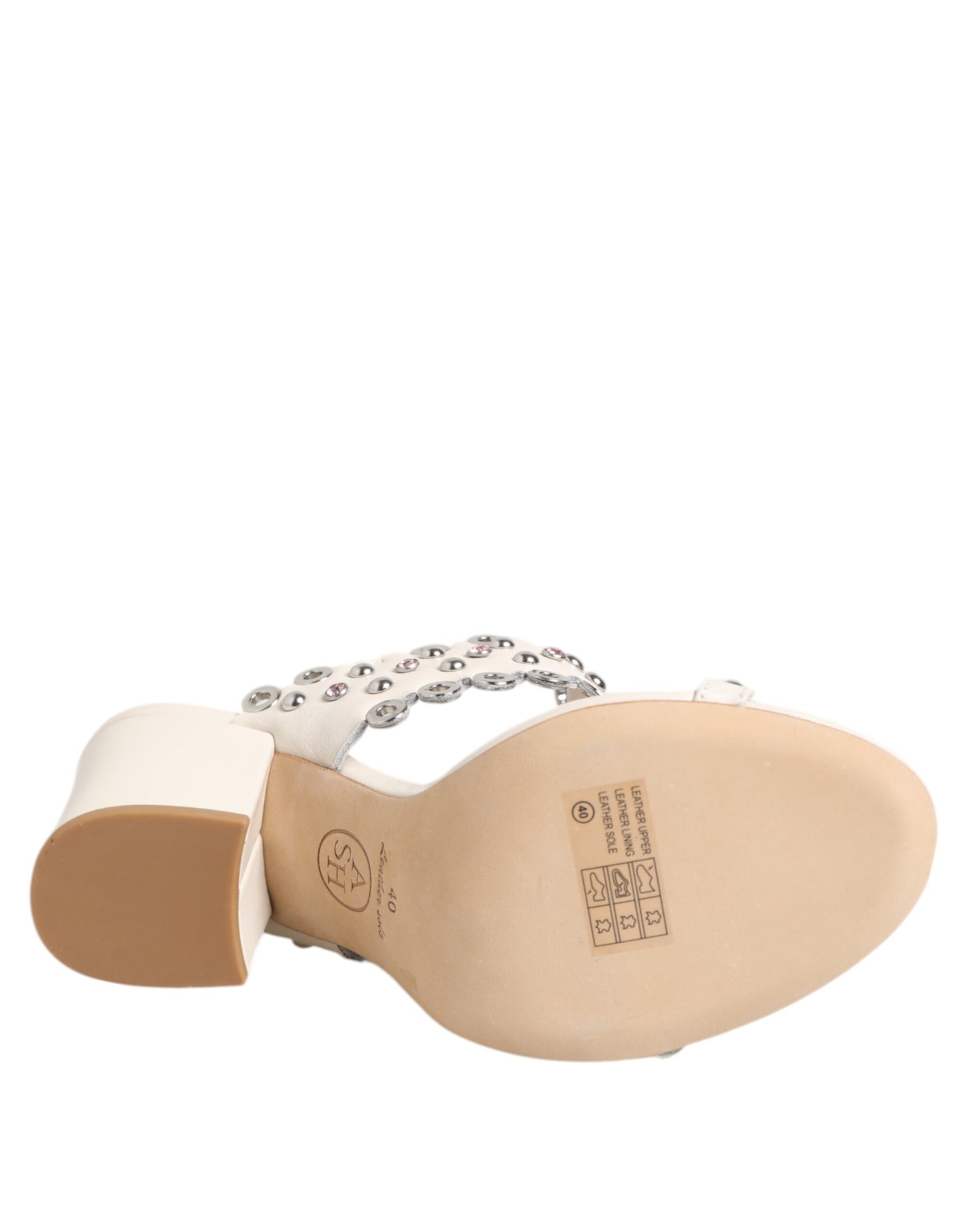 ASH White Block Heeled Studded Quarter Strap Sandals Shoes | Regal Royce