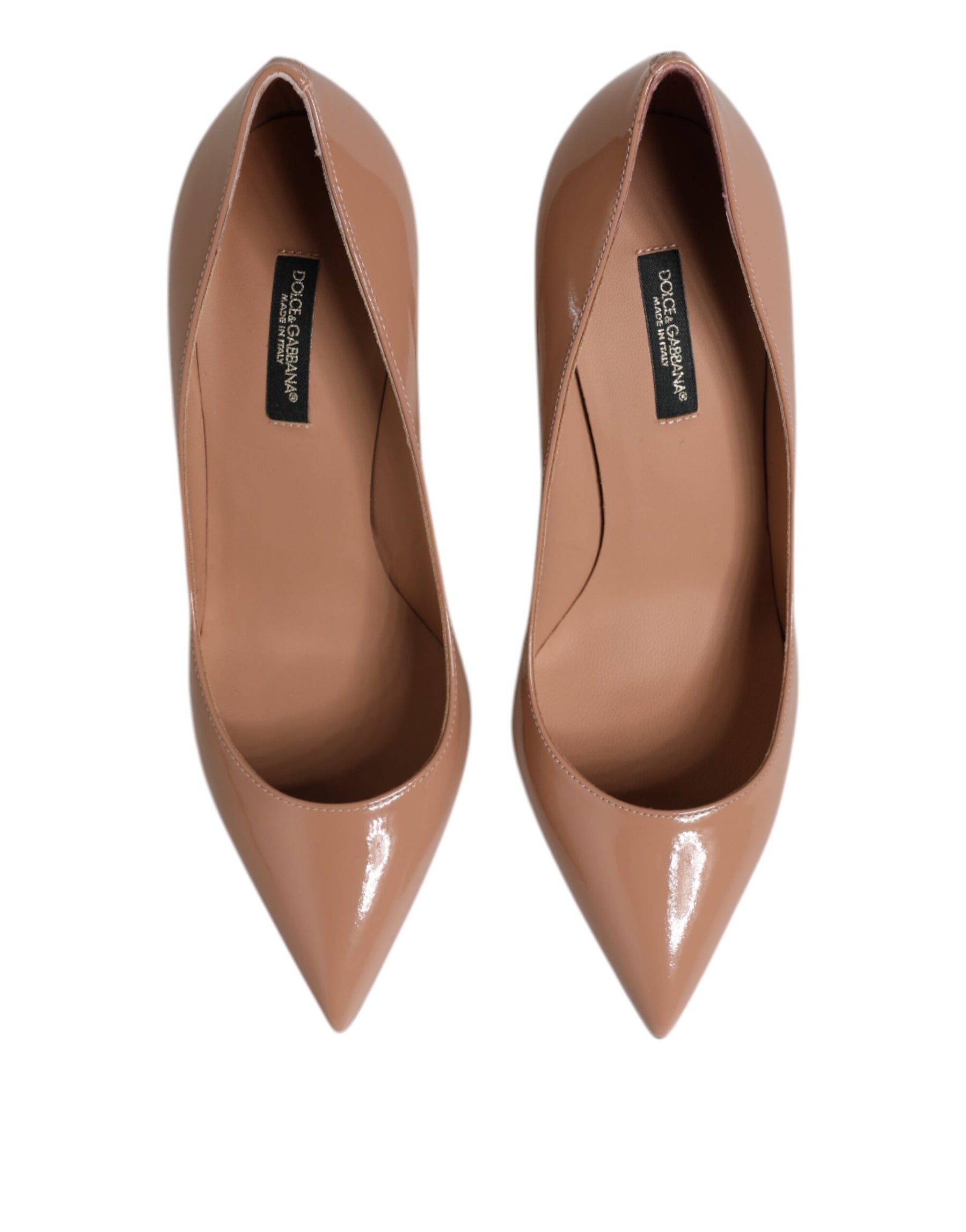 Dolce & Gabbana Beige Patent Leather Stiletto Heel Pump Shoes | Regal Royce