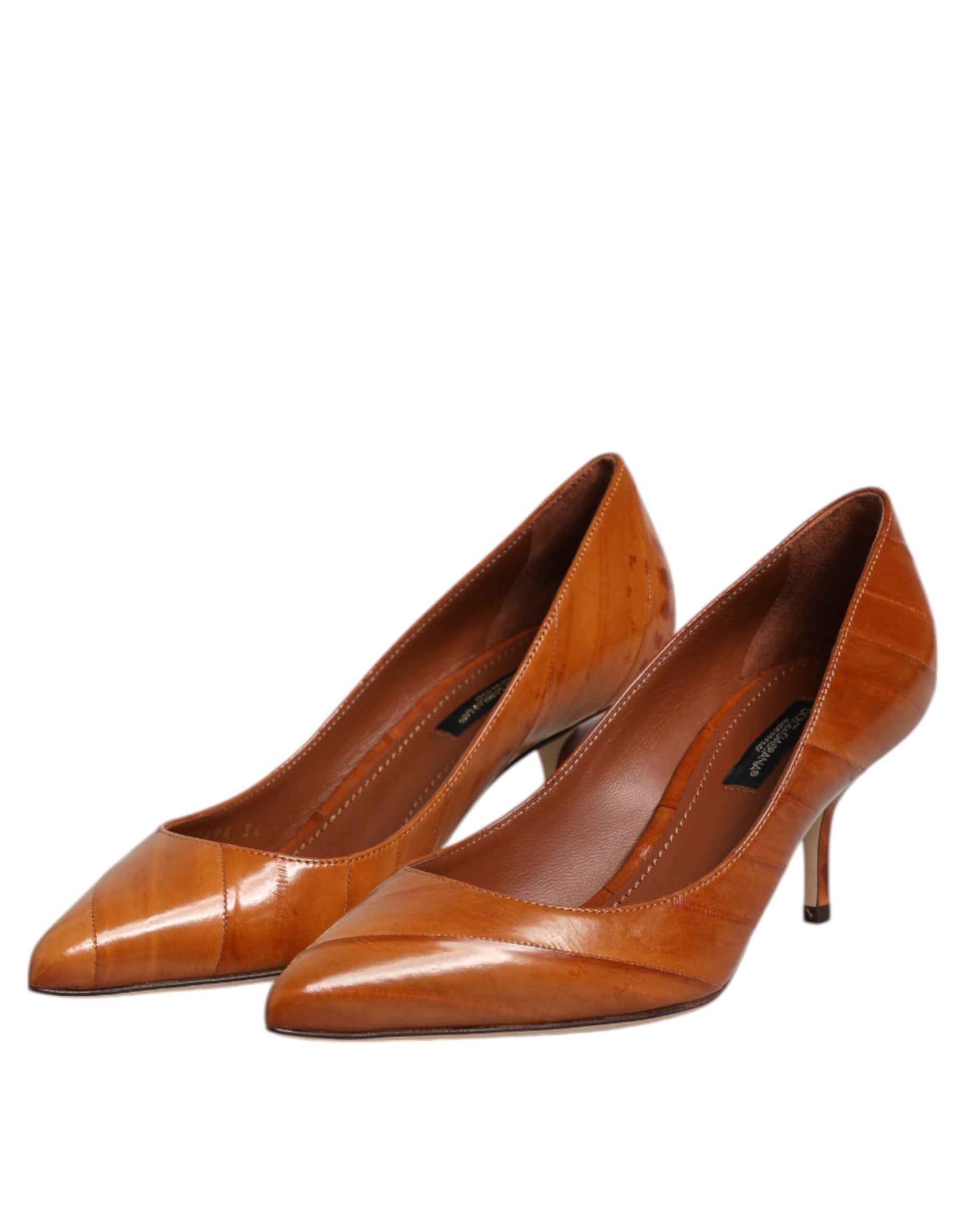Dolce & Gabbana Brown Leather Stiletto Heel Pumps Shoes | Regal Royce