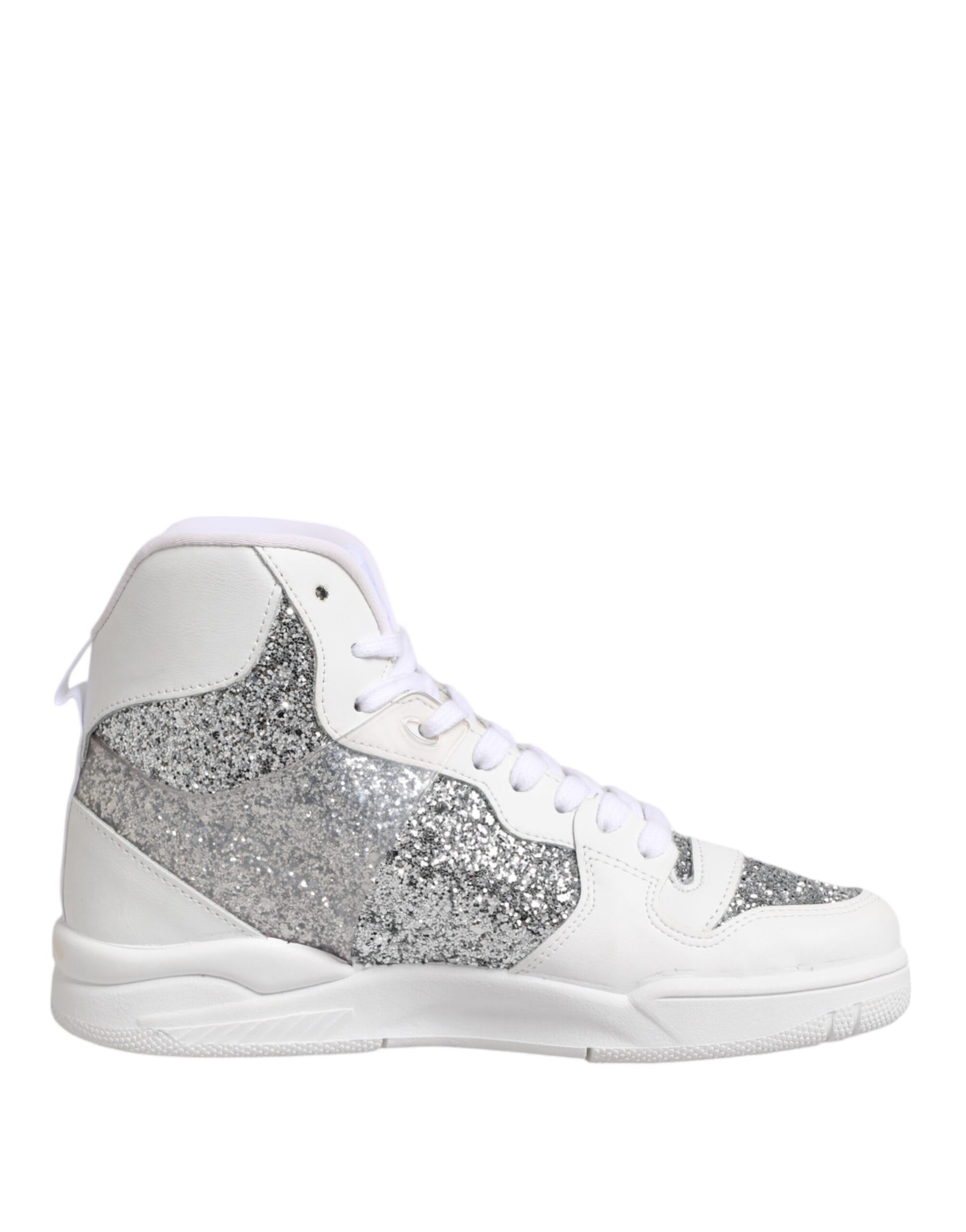 Chiara Ferragni White Silver High Top Women Sneakers Shoes