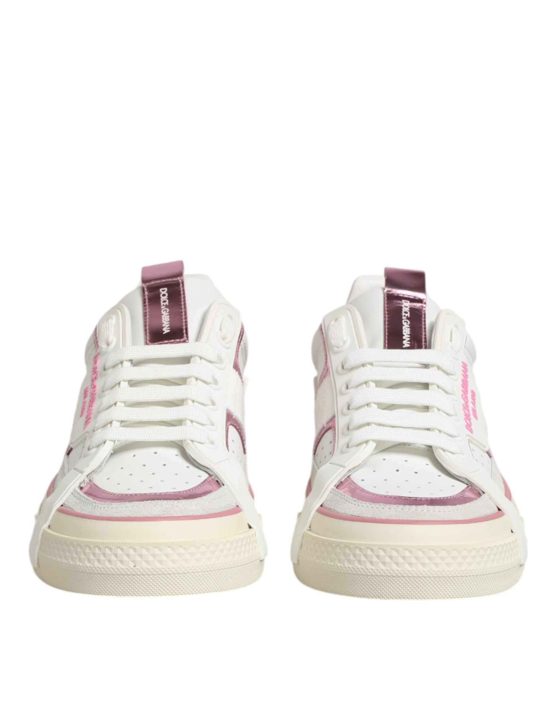 Dolce & Gabbana White Leather DG Logo Low Top Sneakers Shoes | Regal Royce