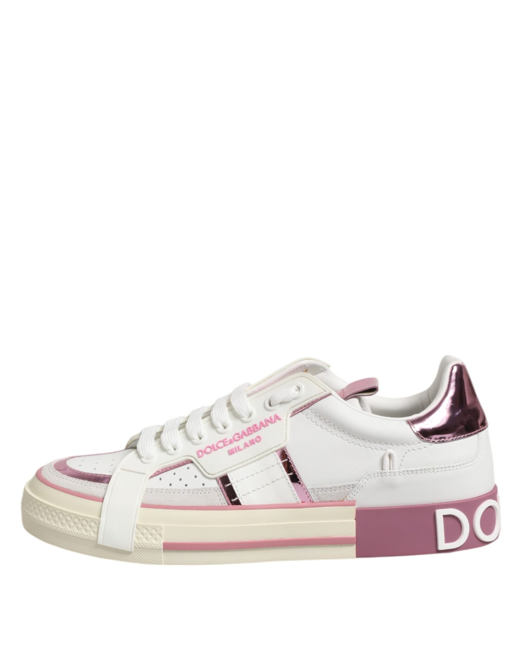 Dolce & Gabbana White Leather DG Logo Low Top Sneakers Shoes | Regal Royce
