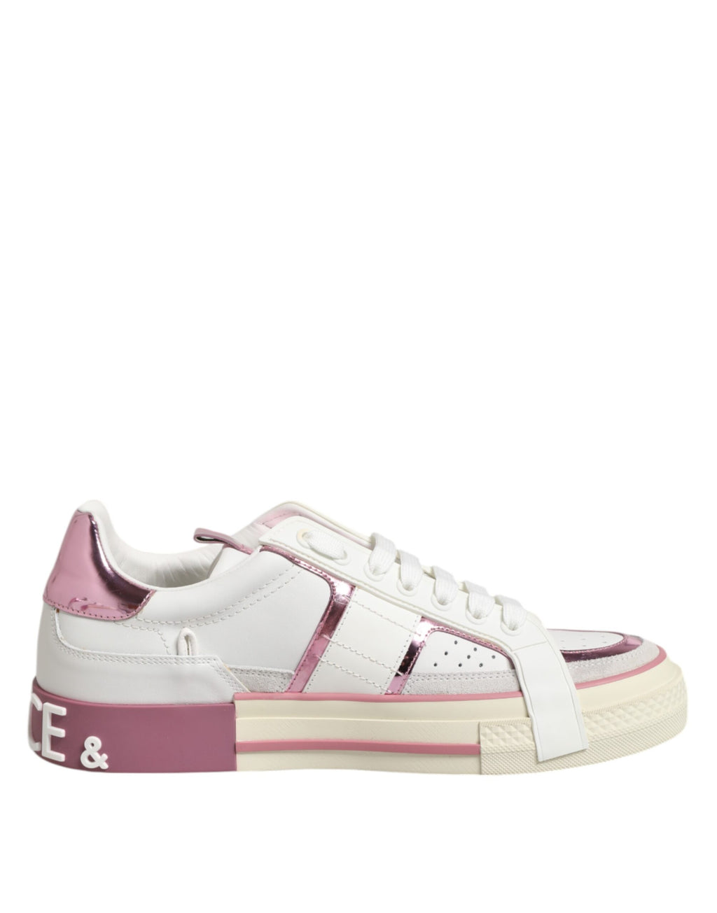 Dolce & Gabbana White Leather DG Logo Low Top Sneakers Shoes