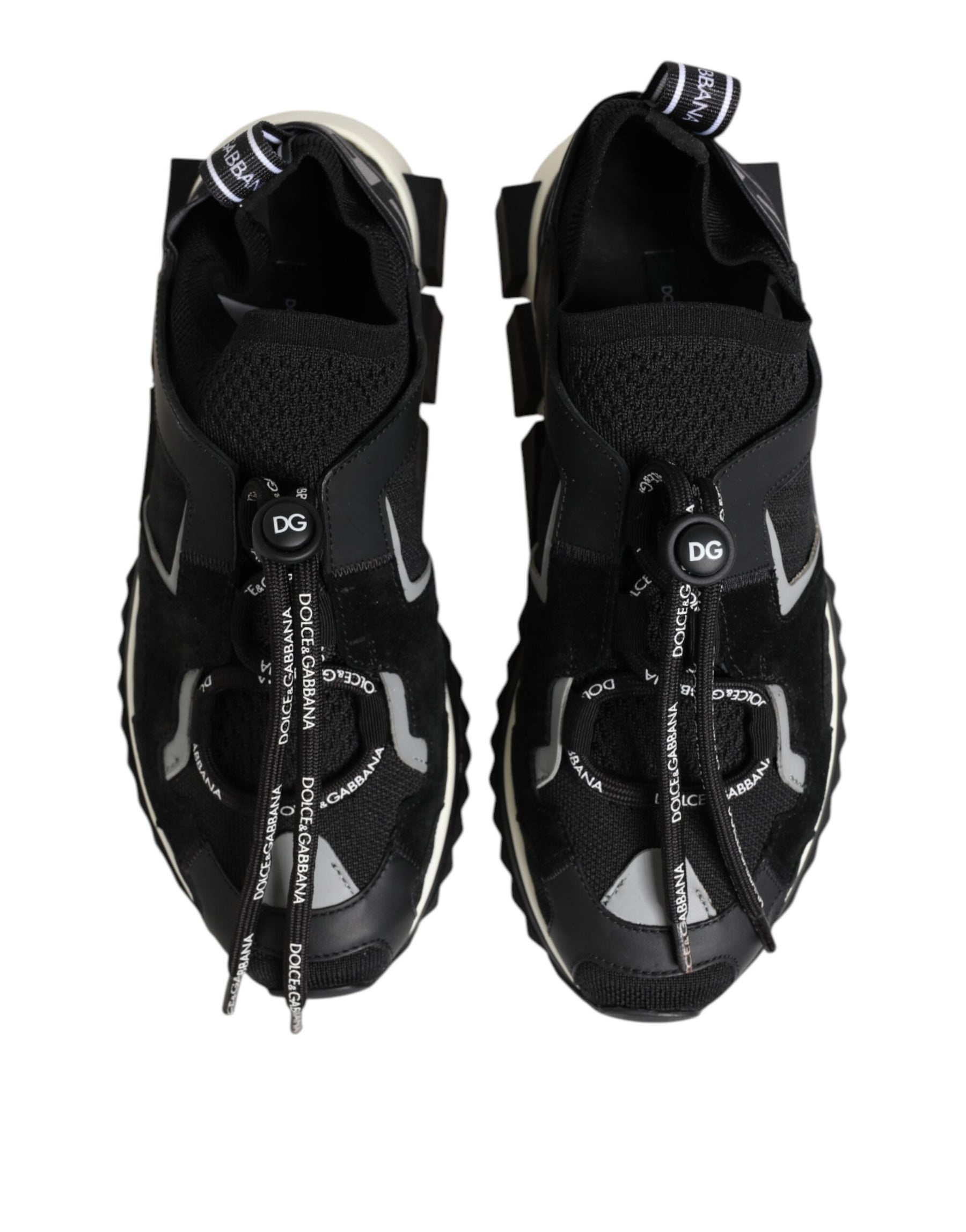 Dolce & Gabbana Black White Logo Sorrento Sneakers Shoes | Regal Royce
