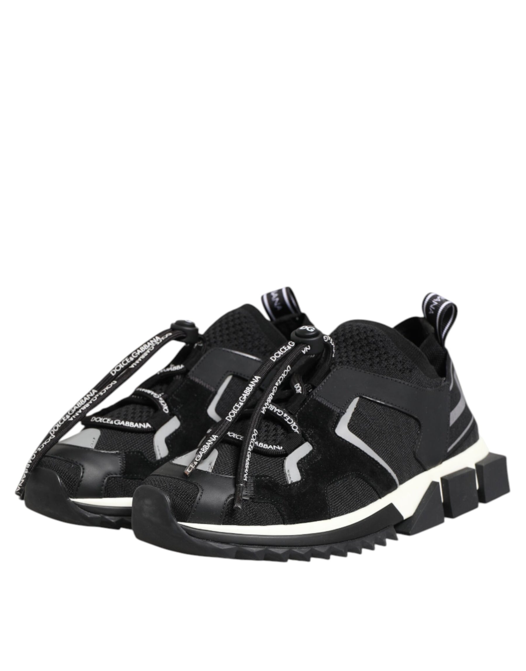 Dolce & Gabbana Black White Logo Sorrento Sneakers Shoes | Regal Royce