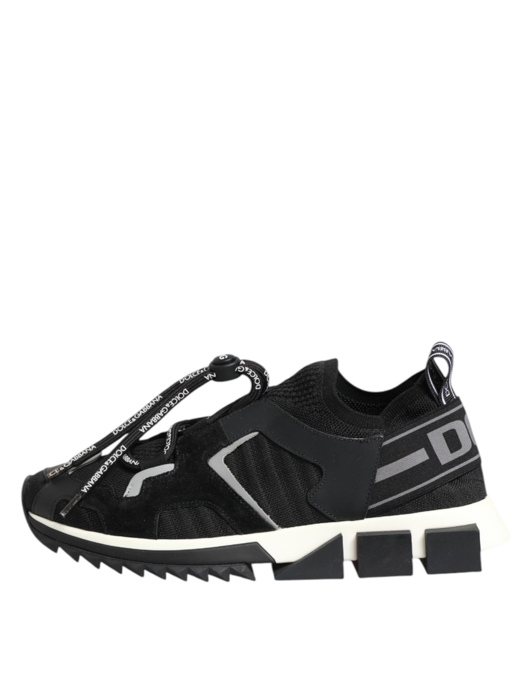 Dolce & Gabbana Black White Logo Sorrento Sneakers Shoes | Regal Royce