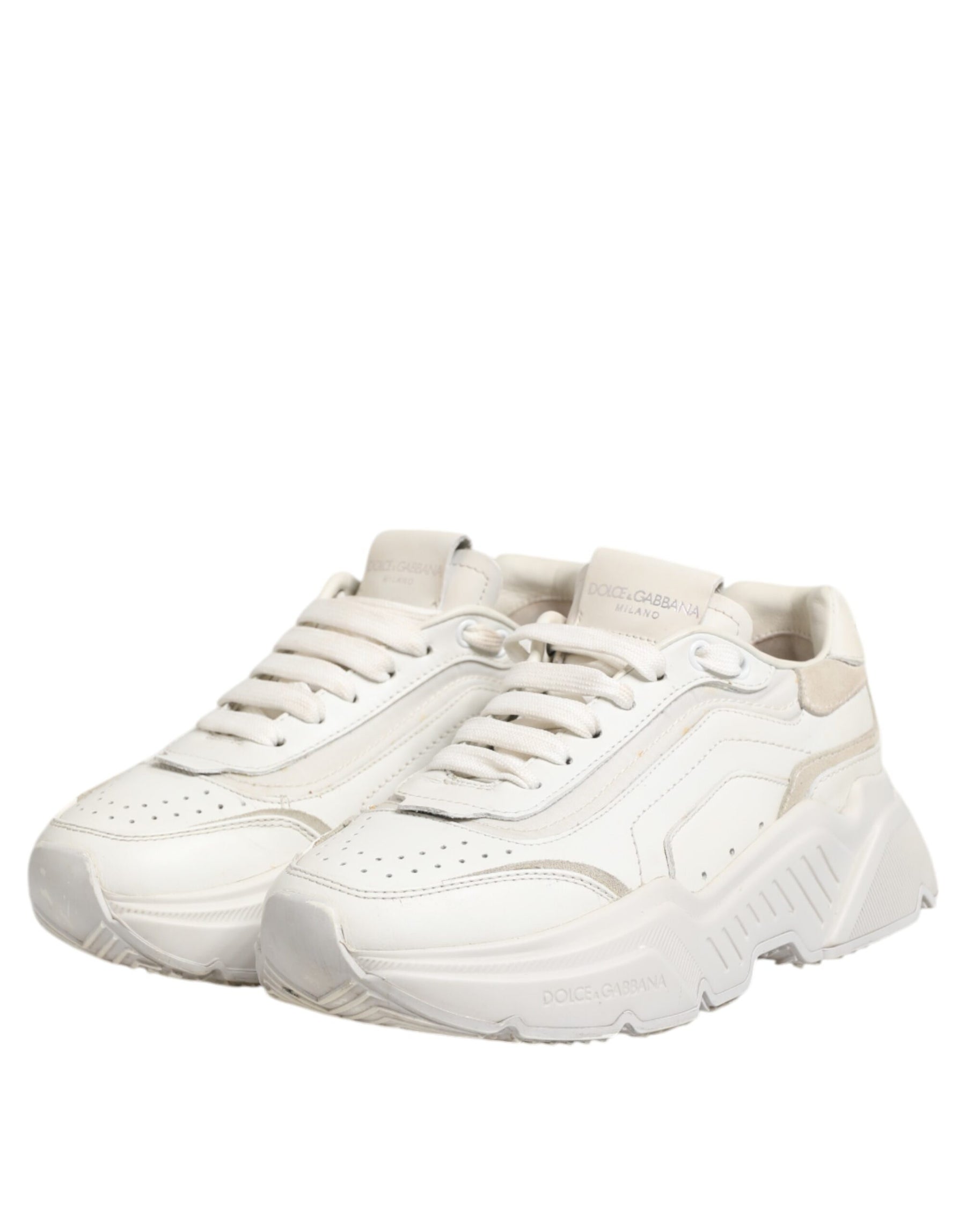 Dolce & Gabbana White DAYMASTER Calf Leather Sneakers Shoes | Regal Royce