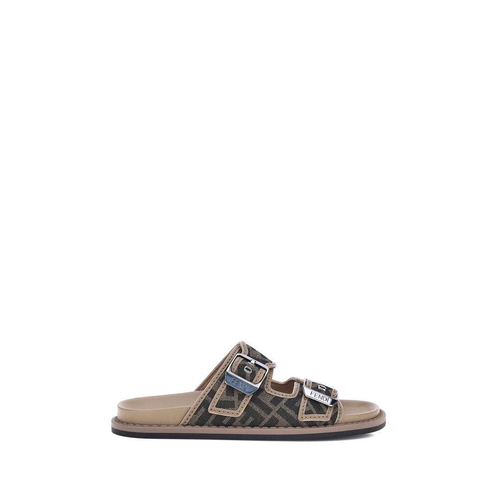 Fendi Brown Calf Leather Bos Taurus Sandals | Regal Royce