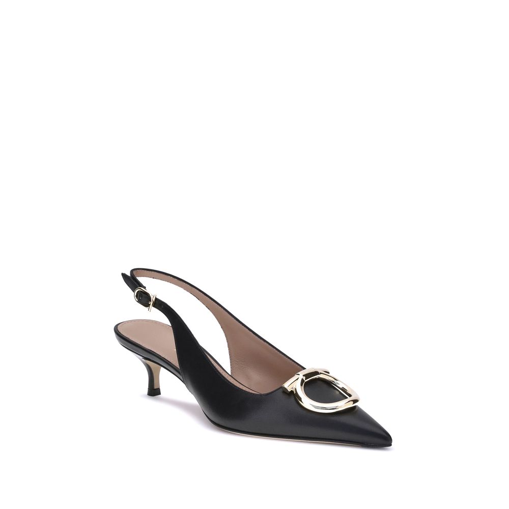Ferragamo Black Calf Leather Bos Taurus High Heel Pumps | Regal Royce