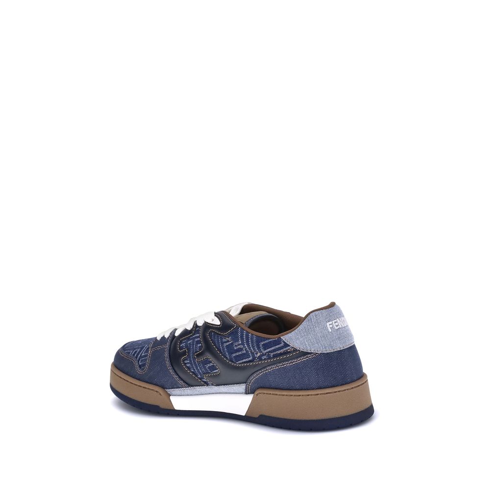 Fendi Blue Cotton Low Top Sneakers | Regal Royce
