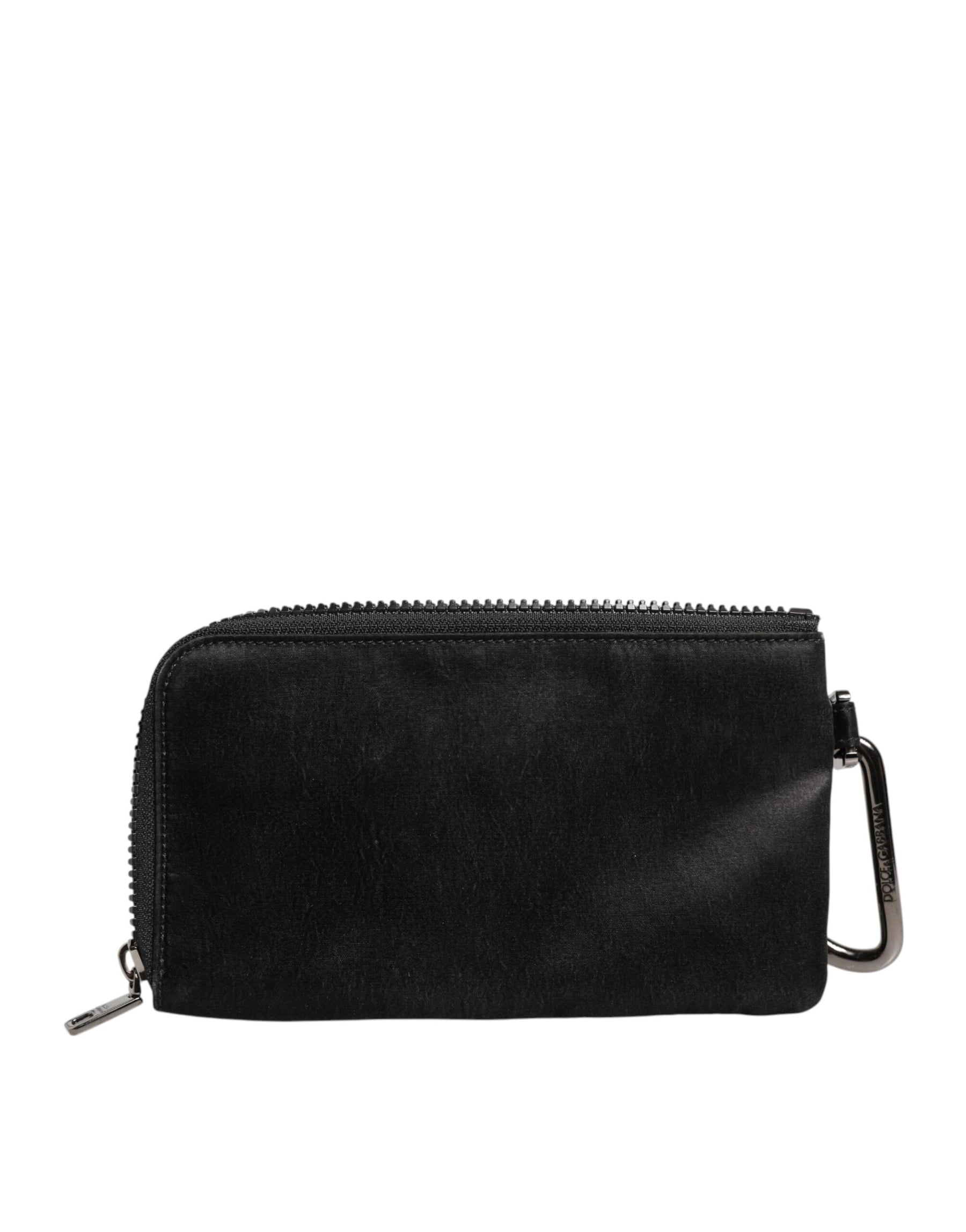 Dolce & Gabbana Black Nylon Logo Plaque Keyring Pouch Clutch Bag | Regal Royce