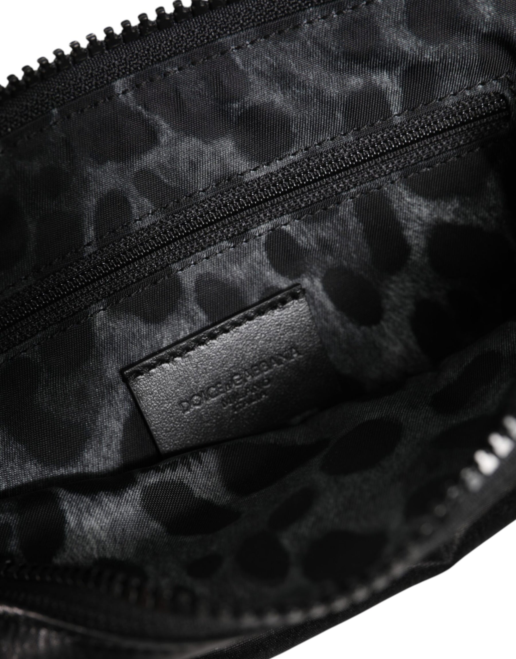 Dolce & Gabbana Black Nylon Logo Plaque Keyring Pouch Clutch Bag | Regal Royce