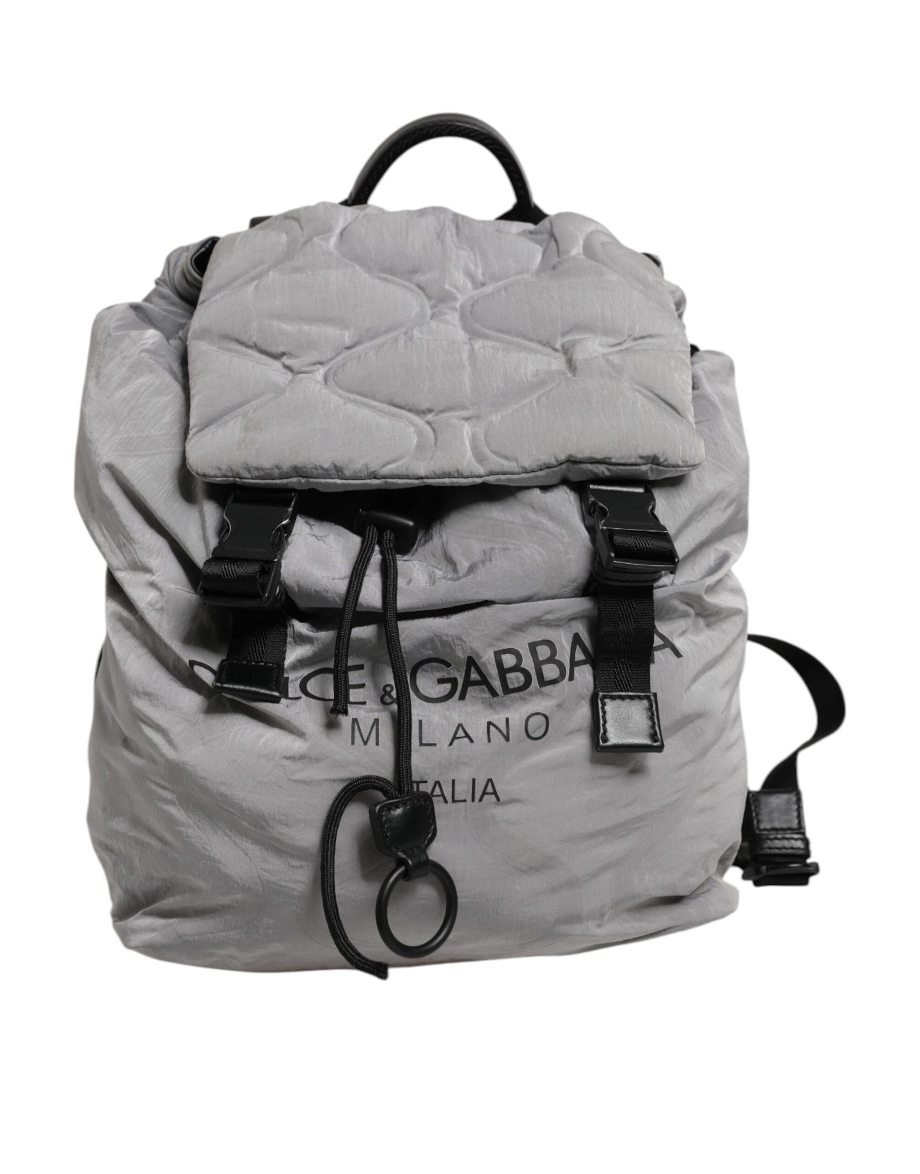 Dolce & Gabbana Gray Milano Print Drawstring Travel Backpack Bag | Regal Royce