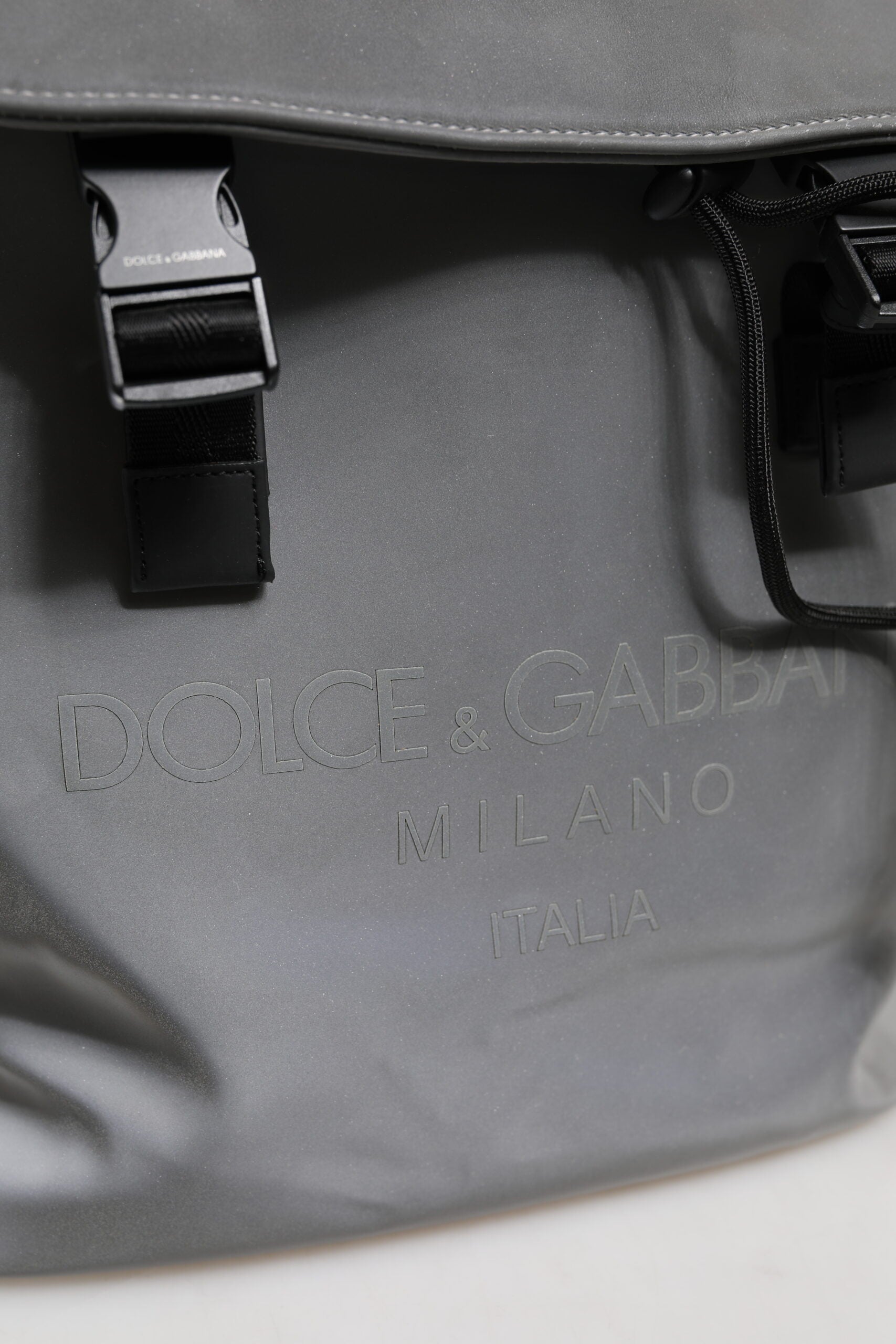 Dolce & Gabbana Gray Palermo Reflector Buckles Drawstring Backpack Bag | Regal Royce