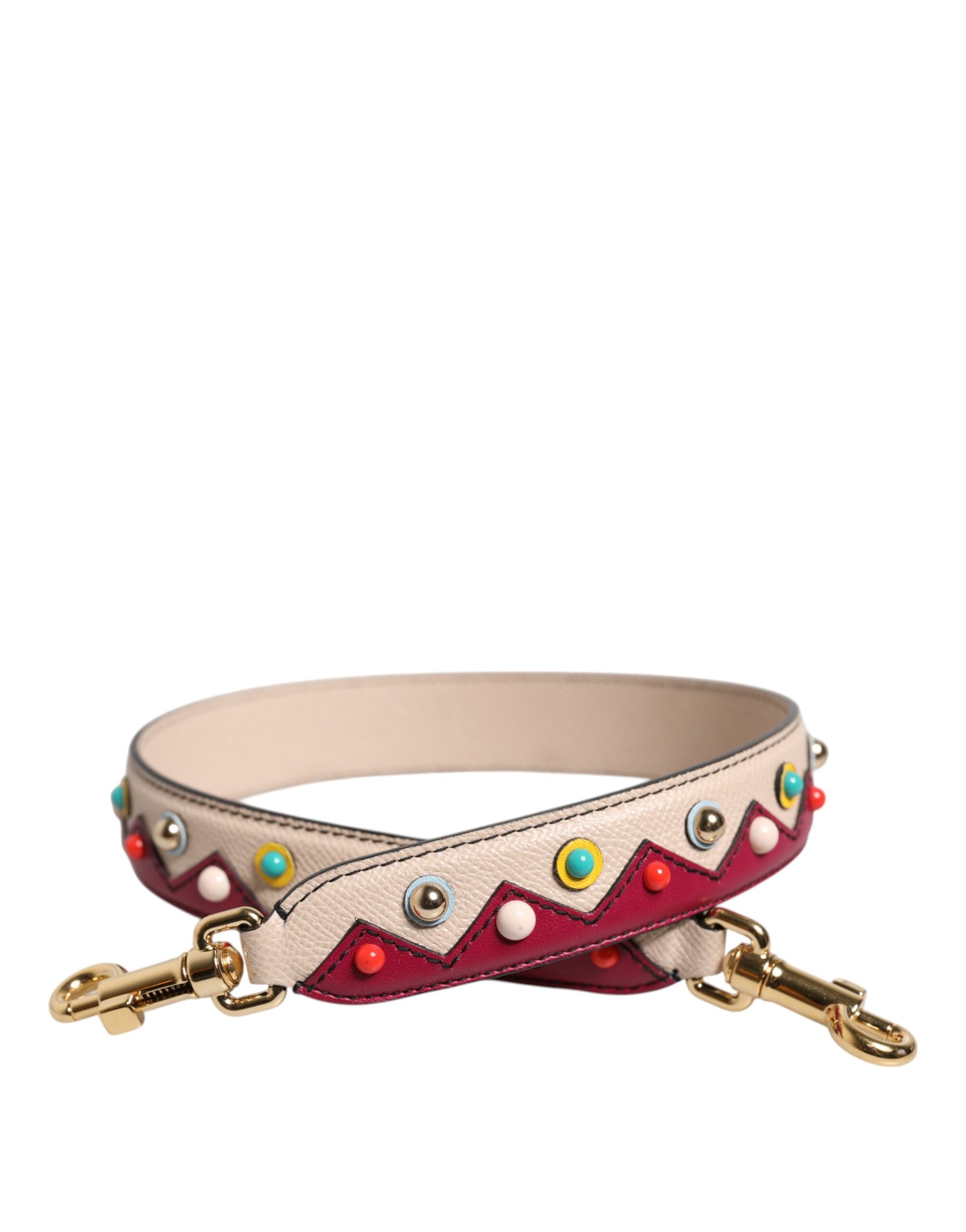Dolce & Gabbana Beige Red Leather Handbag Accessory Shoulder Strap | Regal Royce