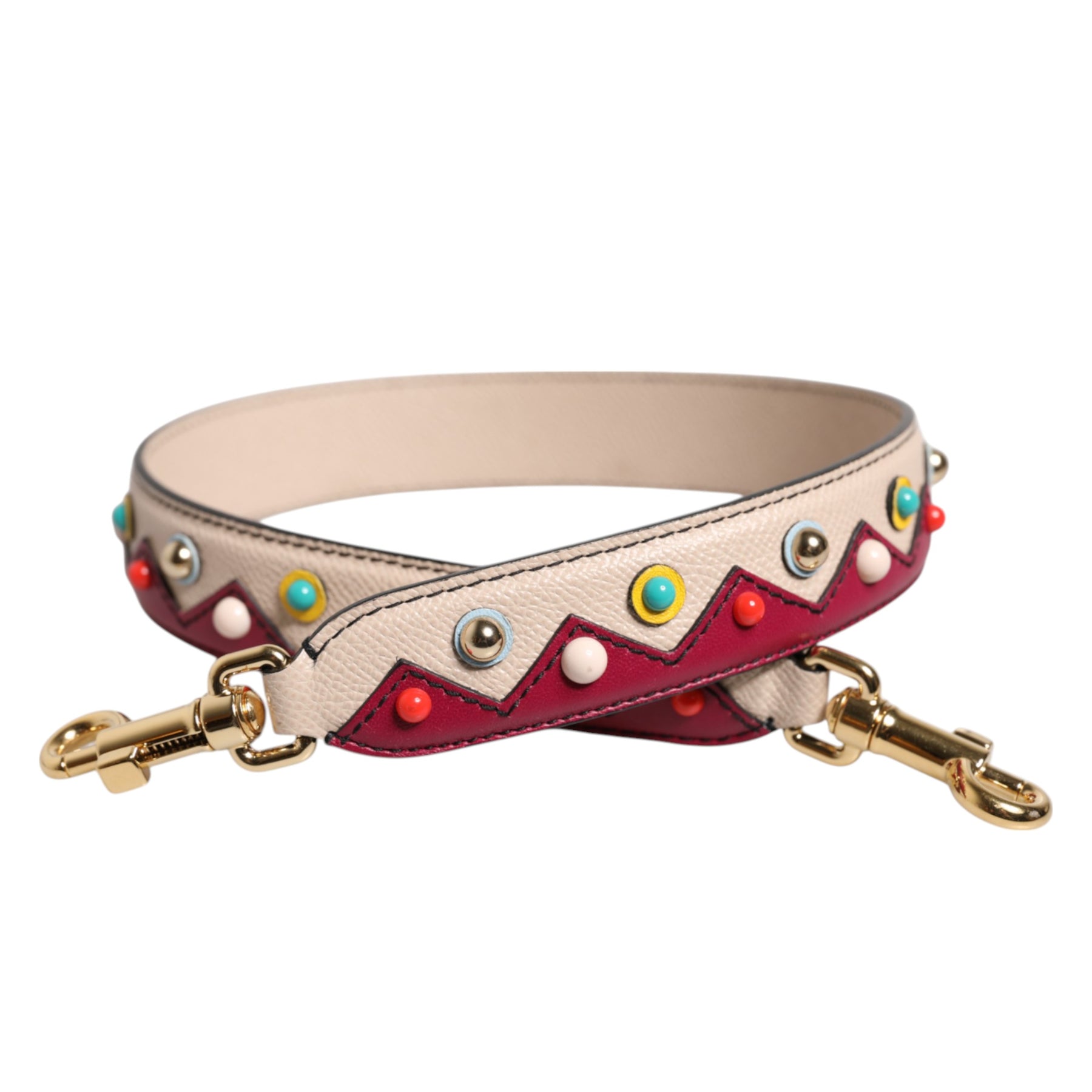 Dolce & Gabbana Beige Red Leather Handbag Accessory Shoulder Strap | Regal Royce