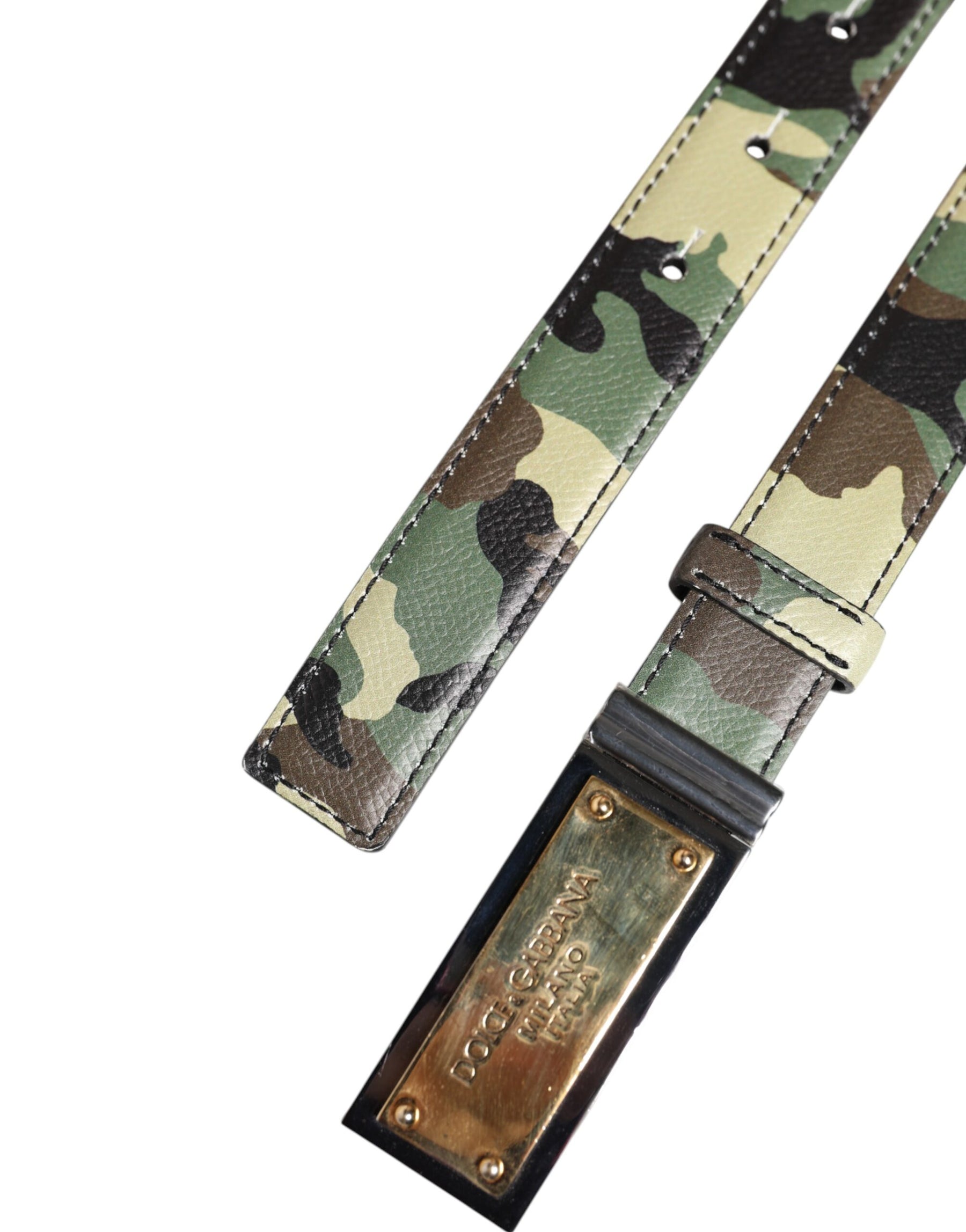 Dolce & Gabbana Multicolor Camouflage Metal Logo Buckle Belt | Regal Royce