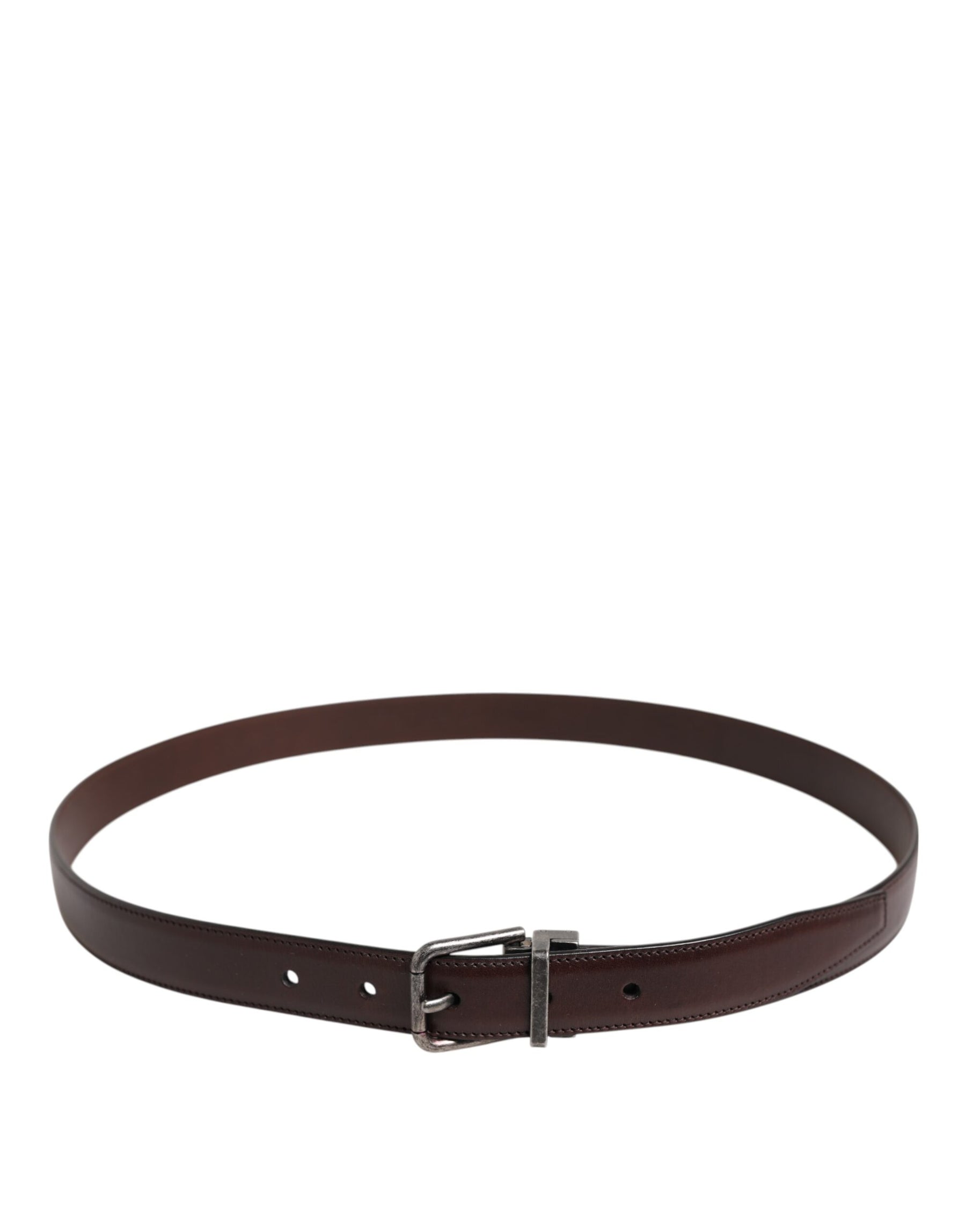 Dolce & Gabbana Brown Classic Silver Metal Logo Buckle Belt | Regal Royce