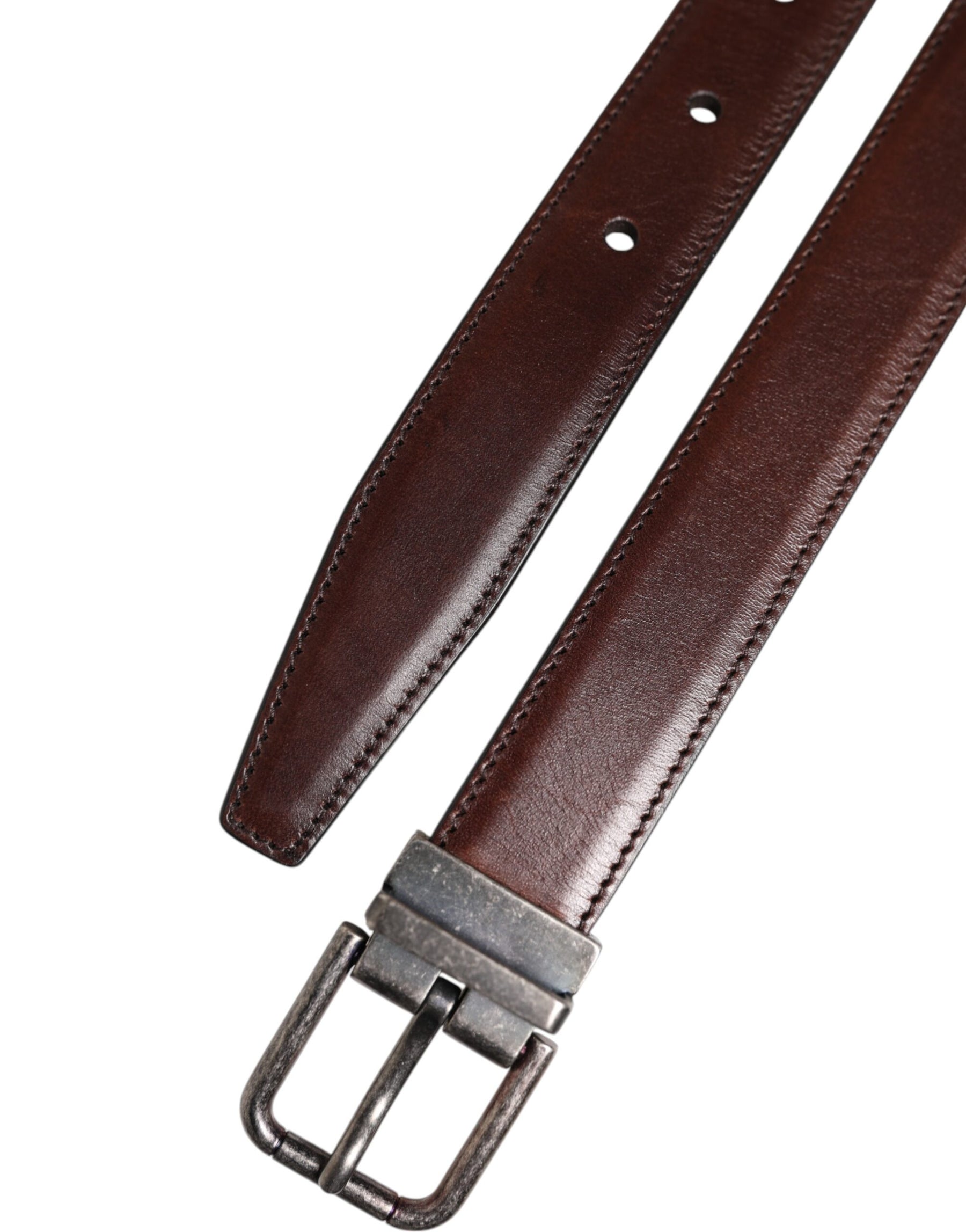 Dolce & Gabbana Brown Classic Silver Metal Logo Buckle Belt | Regal Royce