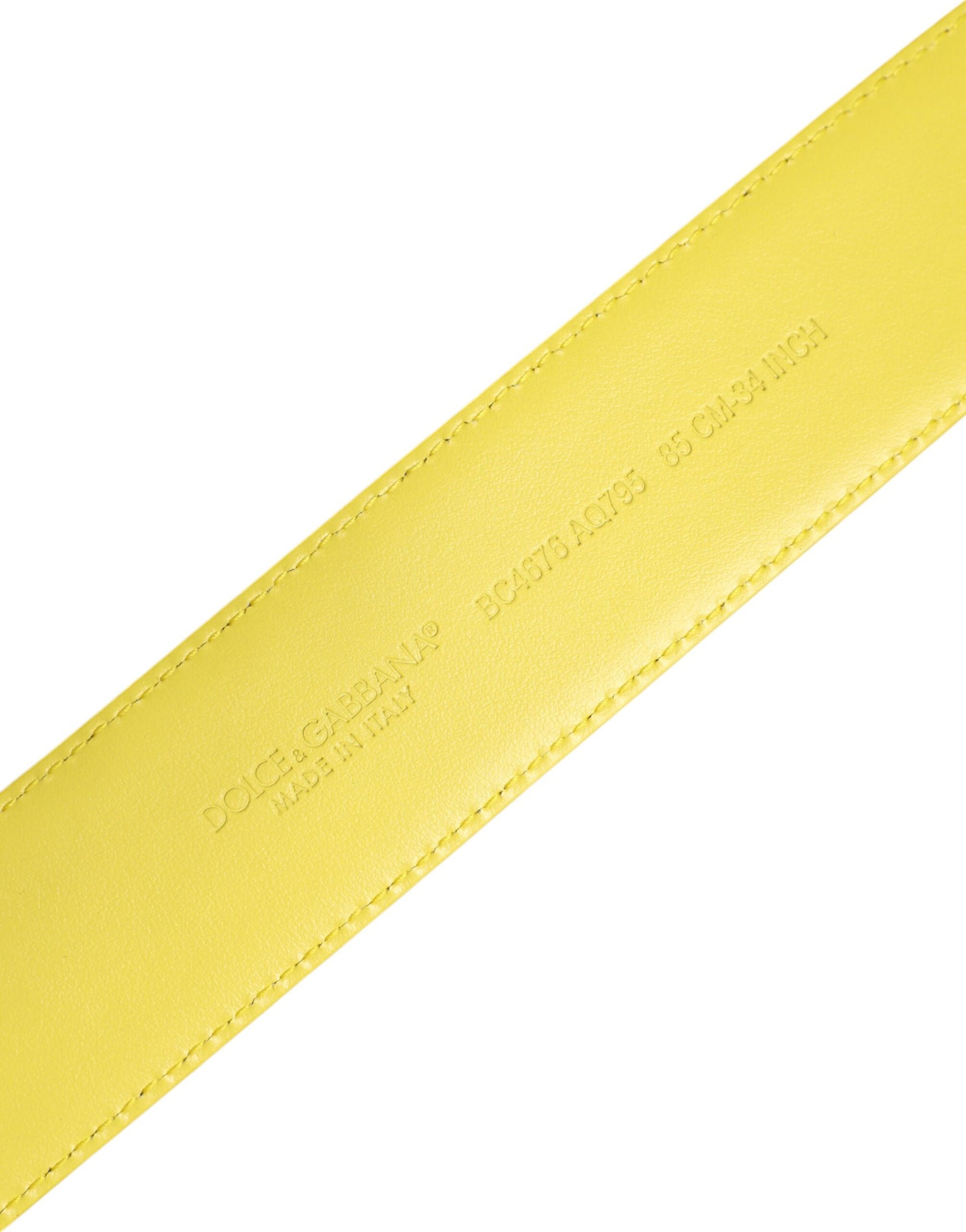 Dolce & Gabbana Yellow Green Classic Metal Logo Buckle Belt | Regal Royce