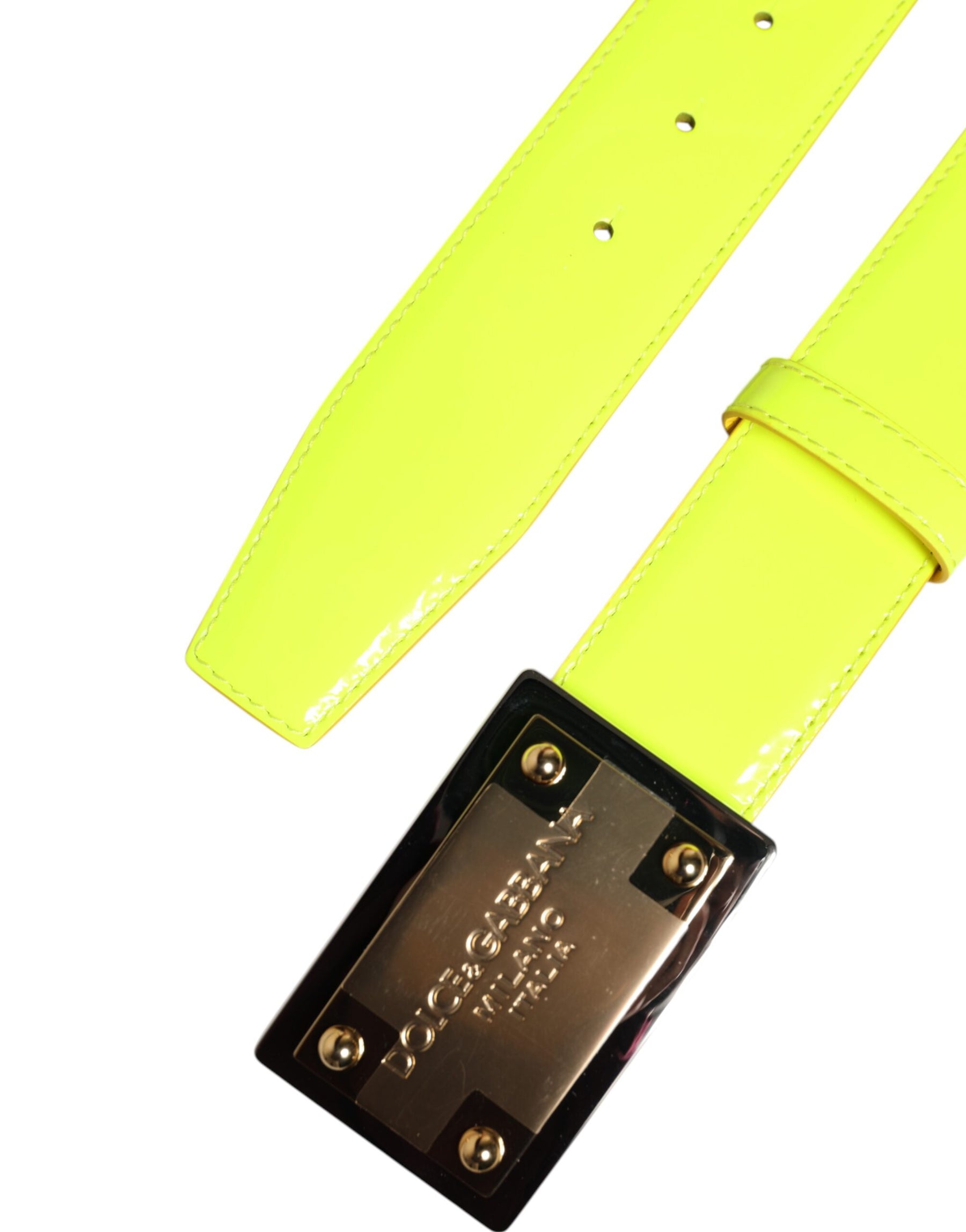 Dolce & Gabbana Yellow Green Classic Metal Logo Buckle Belt | Regal Royce