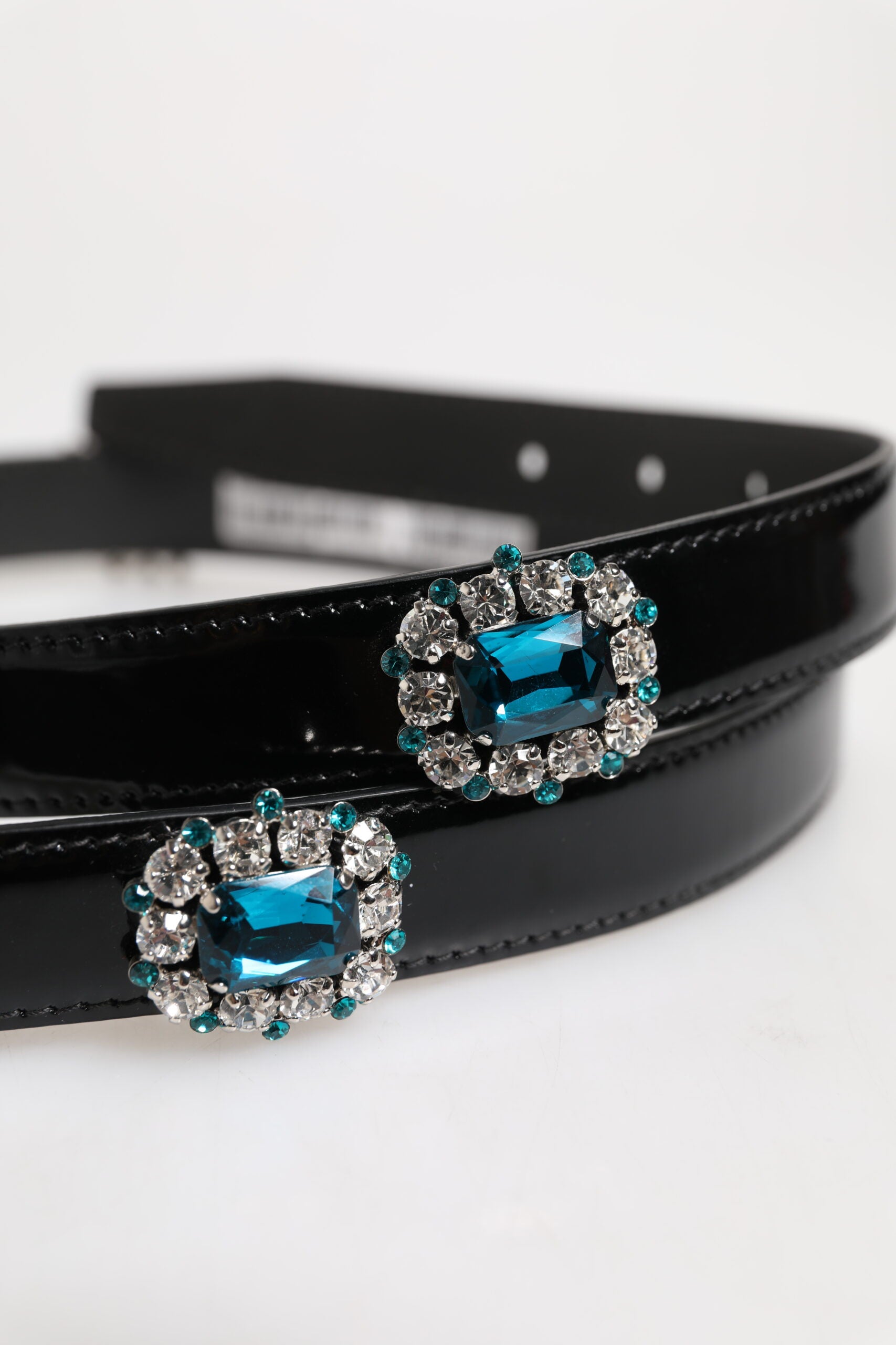 Dolce & Gabbana Black Embellished Metal Logo Buckle Belt | Regal Royce