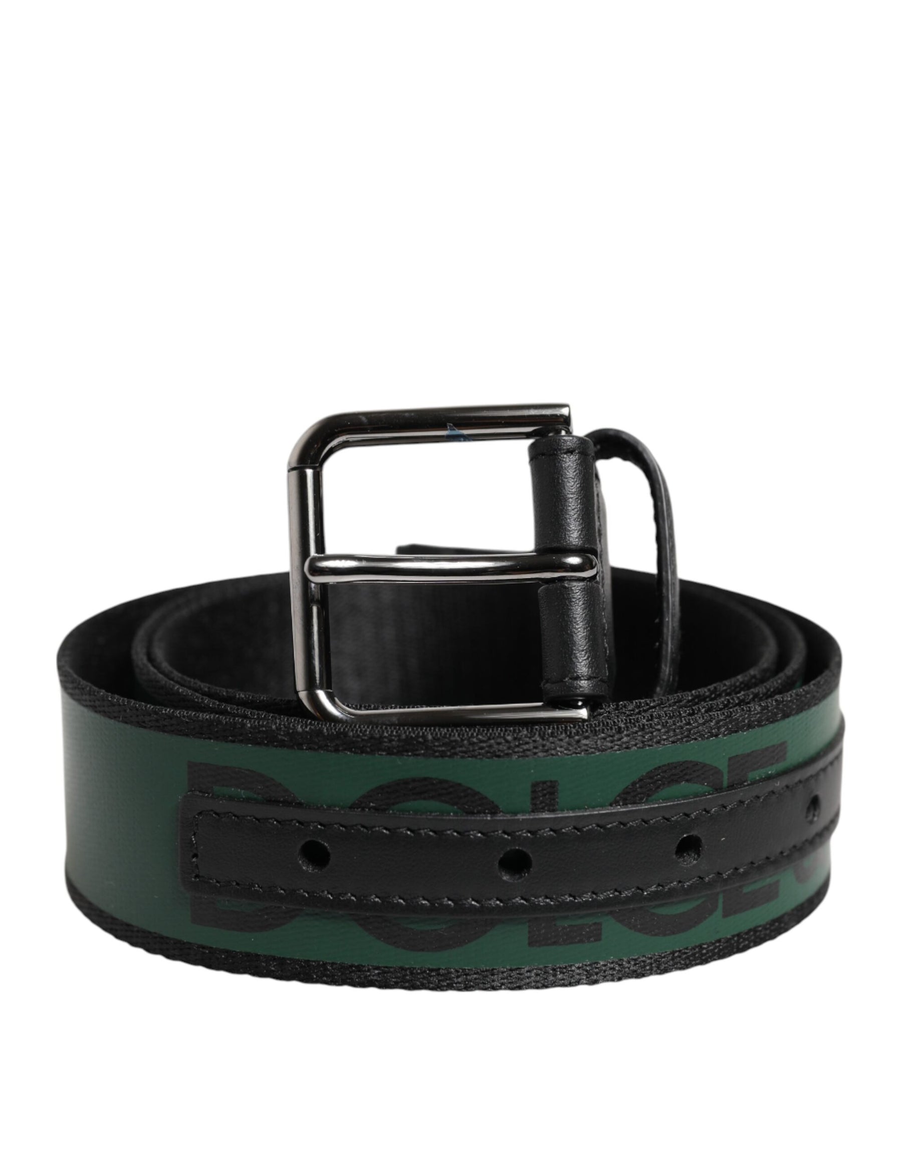 Dolce & Gabbana Green Black Polyester DG Logo Buckle Belt | Regal Royce
