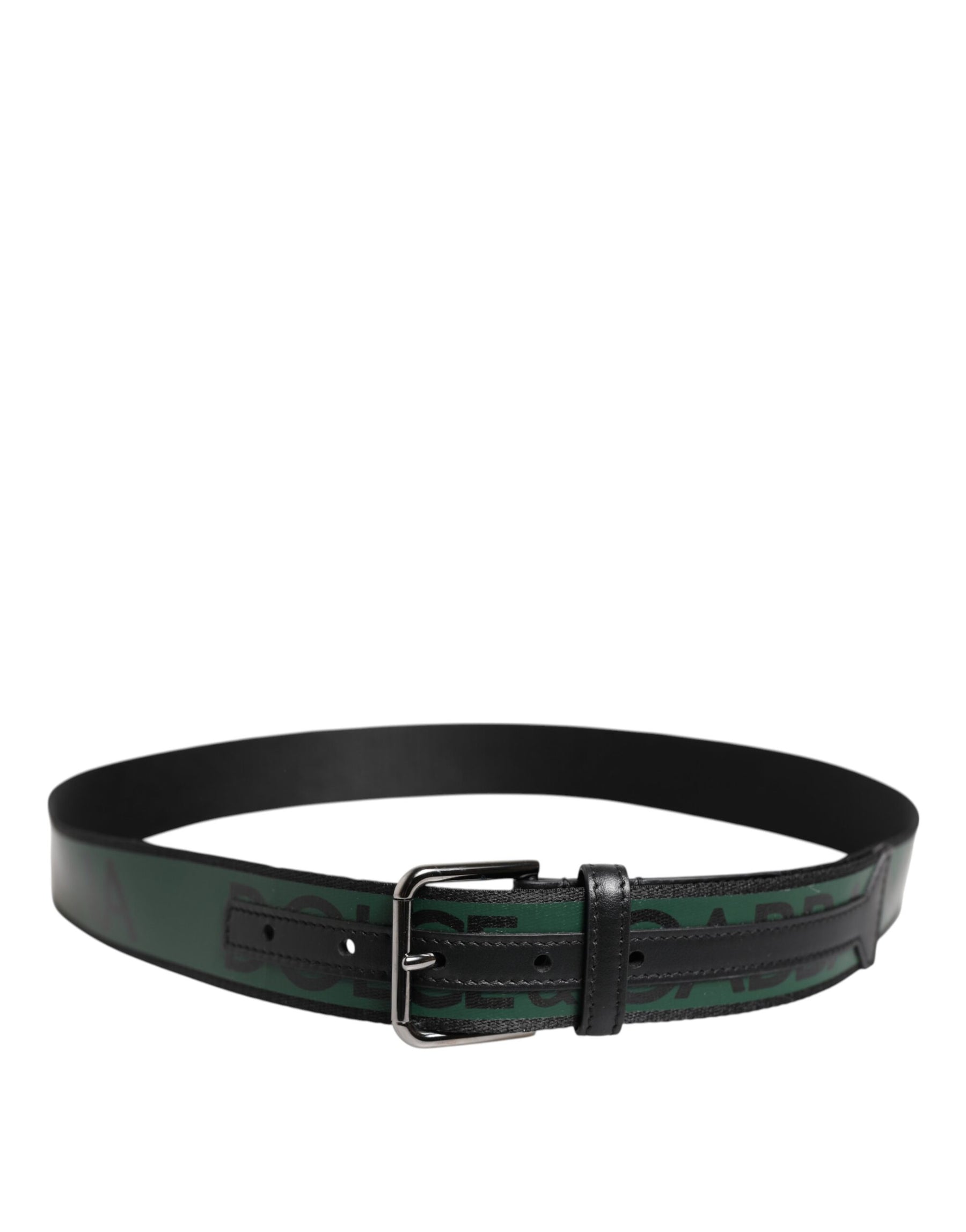 Dolce & Gabbana Green Black Polyester DG Logo Buckle Belt | Regal Royce