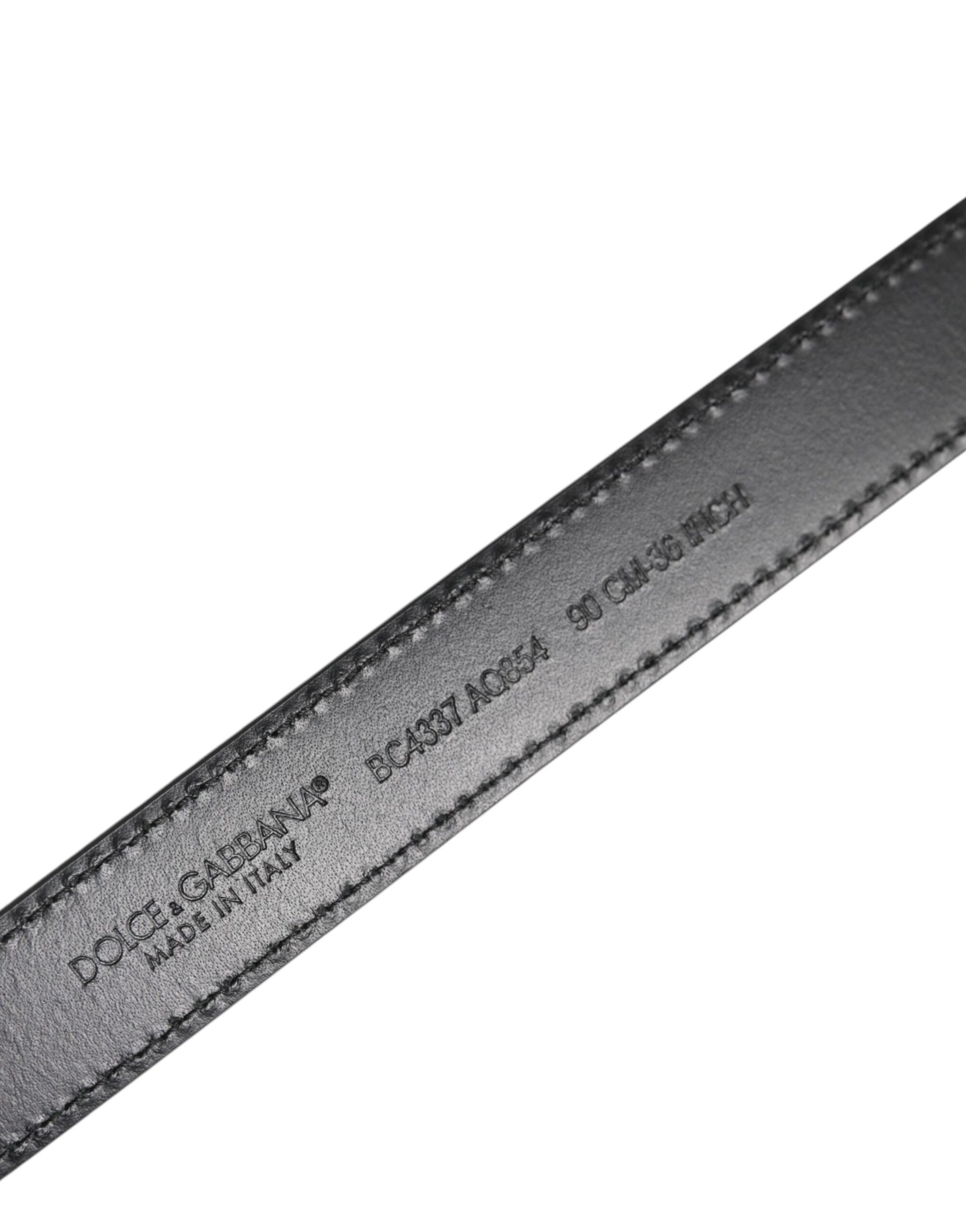 Dolce & Gabbana Black Red Leopard Silver Metal Buckle Belt | Regal Royce